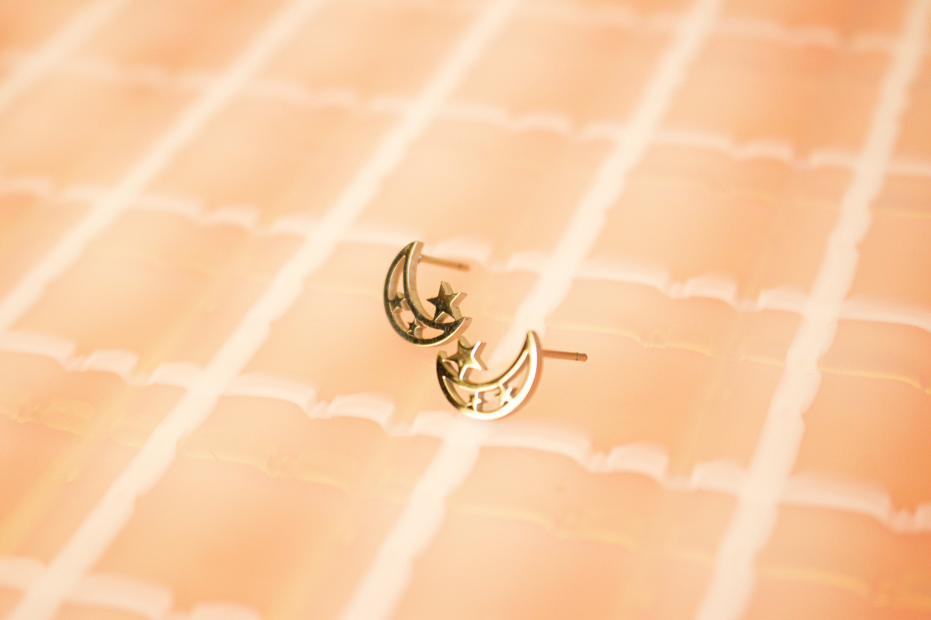 Tiny Moon and Star Stud Earrings