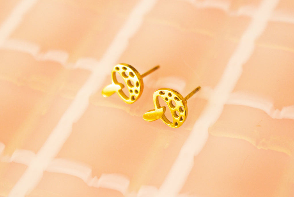 Tiny Mushroom Earrings