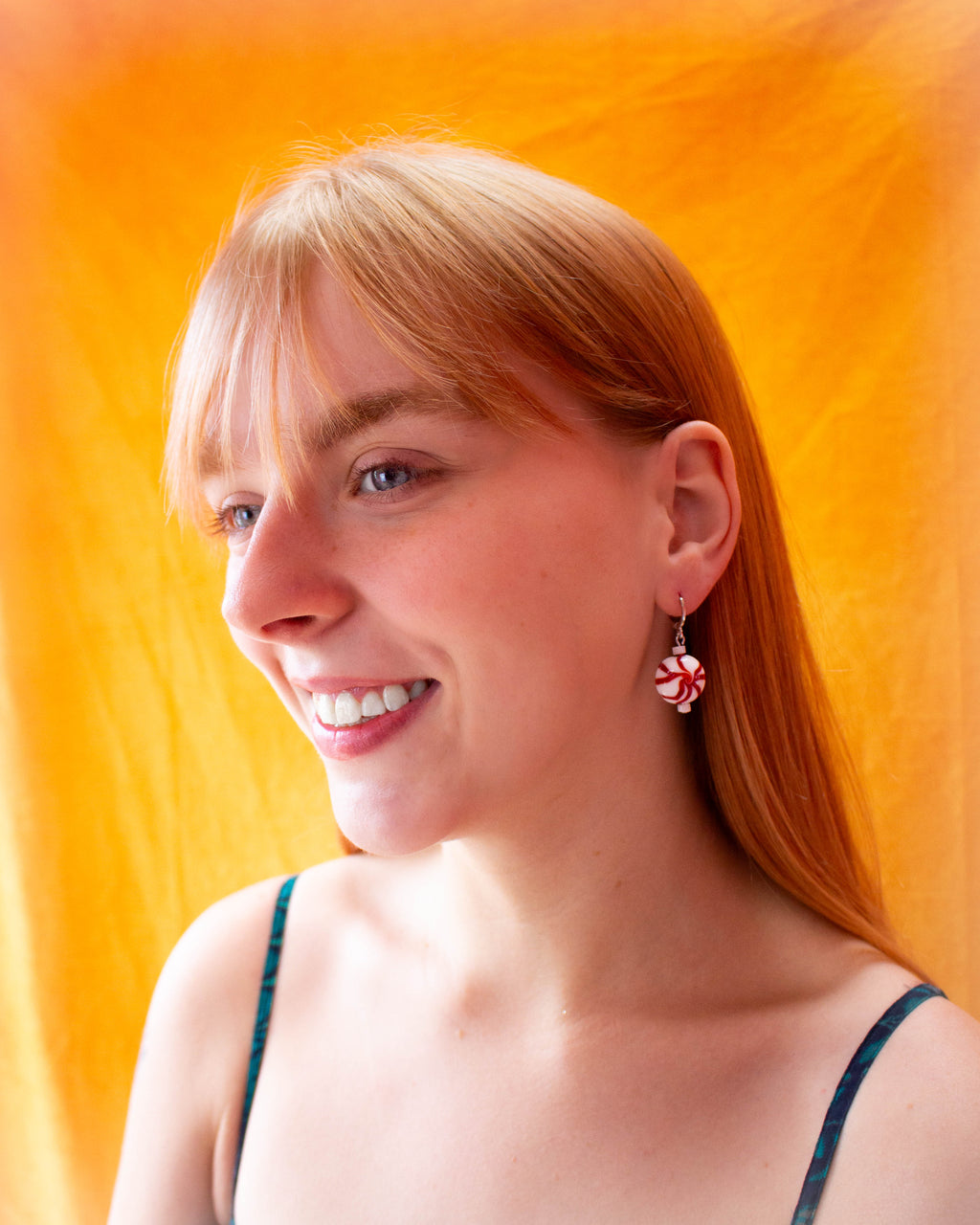 Glass Beaded Peppermint Candy Earrings