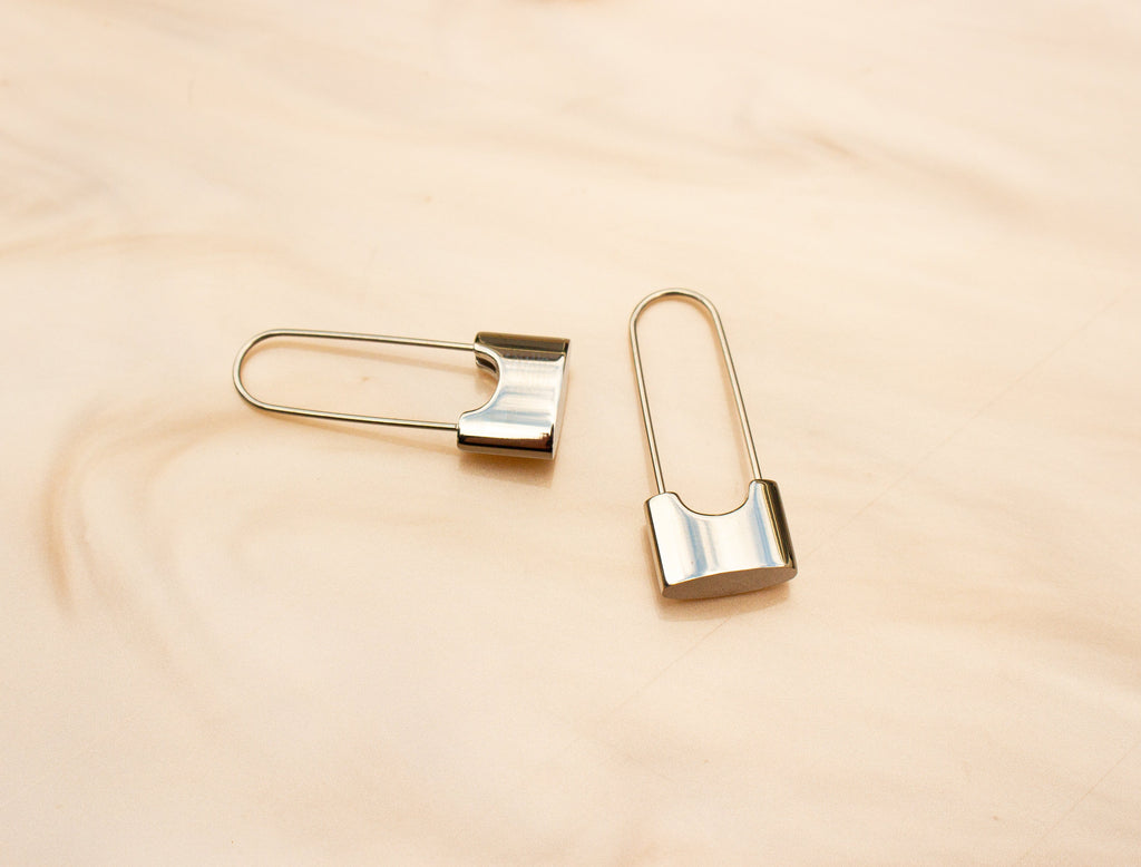 Safety Pin Titanium Earrings