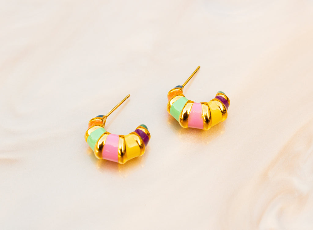 Colorful Stripe Titanium Hoop Earrings