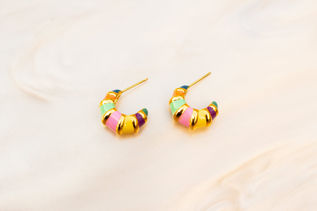 Colorful Stripe Titanium Hoop Earrings