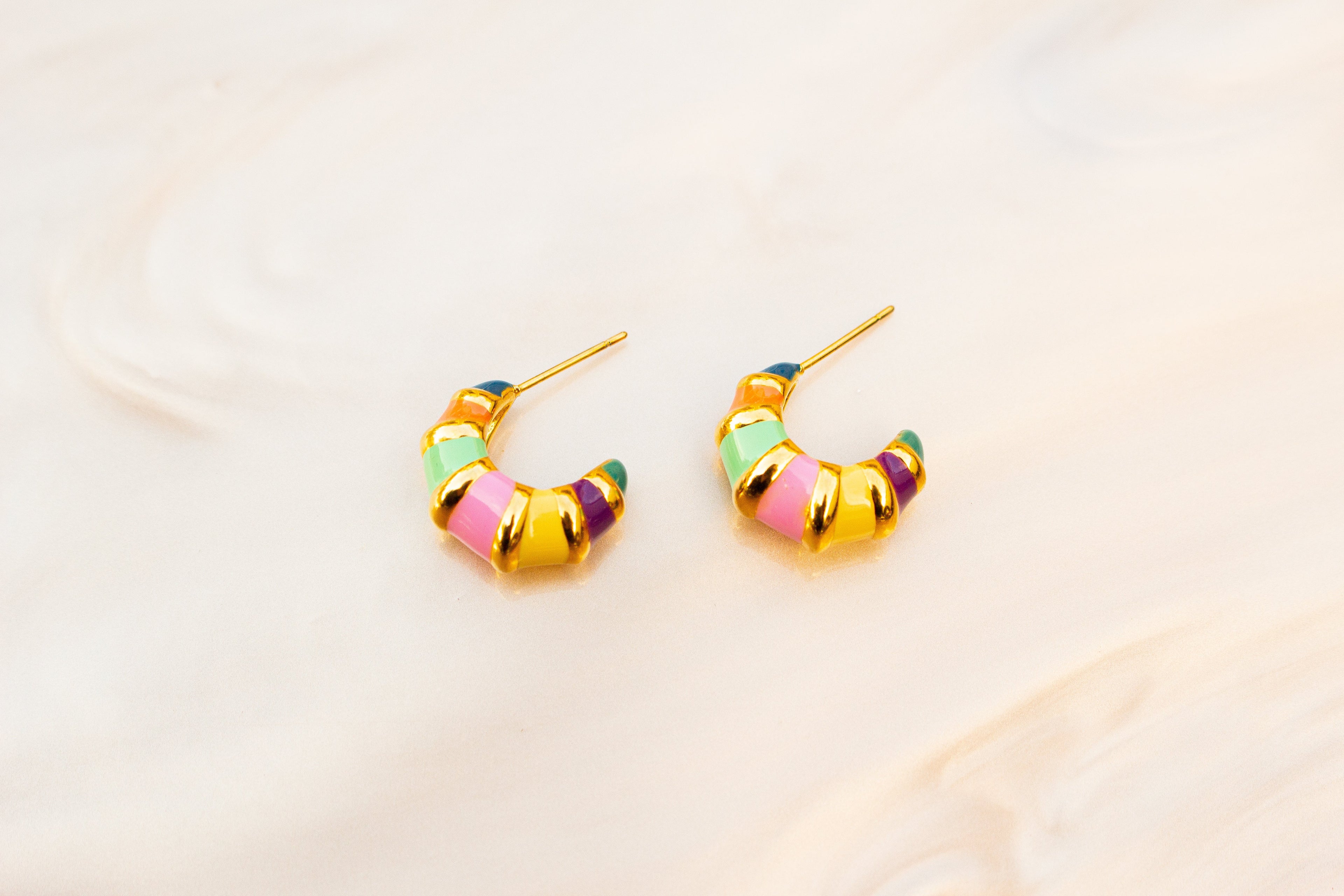 Colorful Stripe Titanium Hoop Earrings