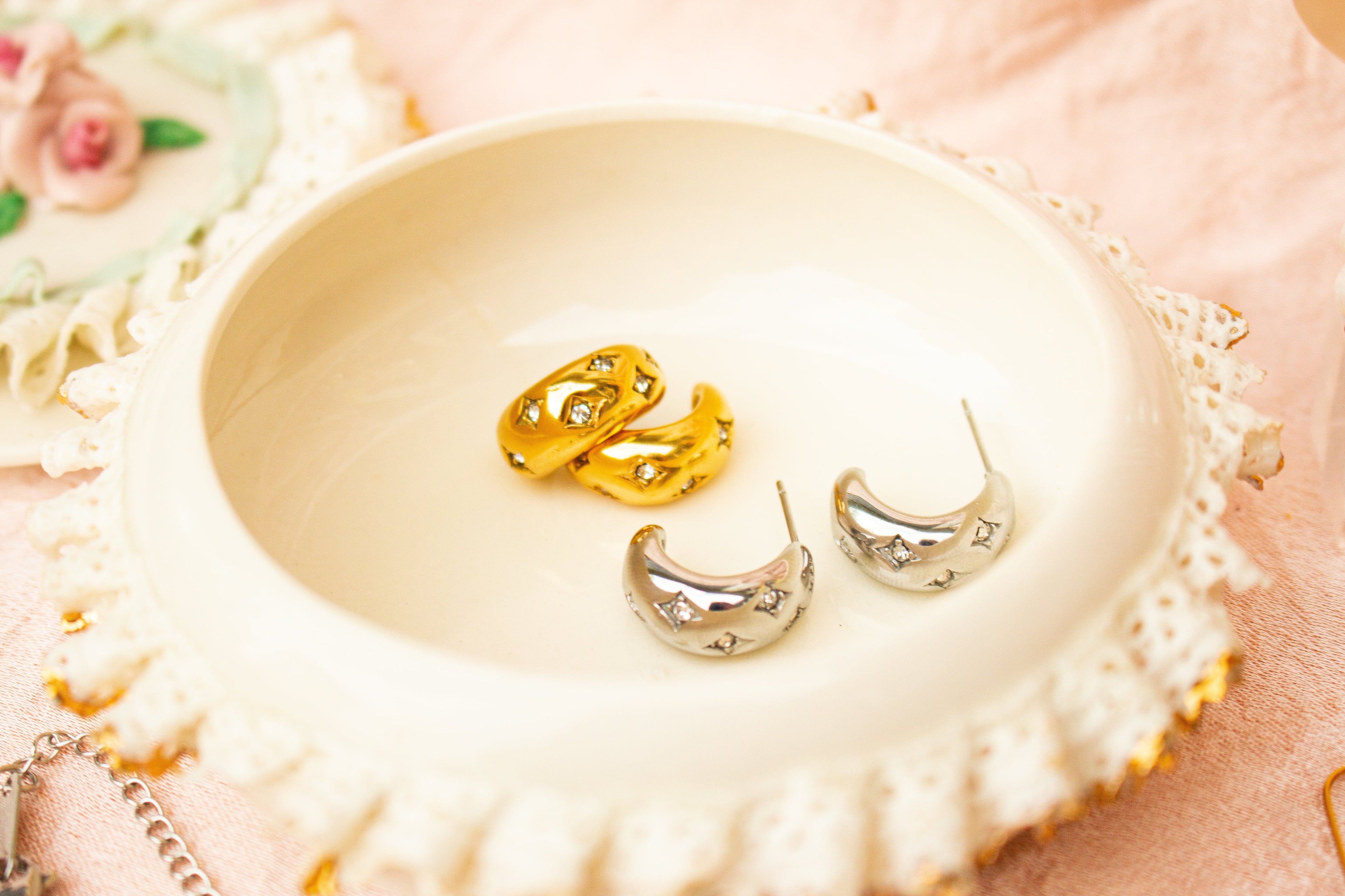 Sparkly Titanium Hoop Earrings