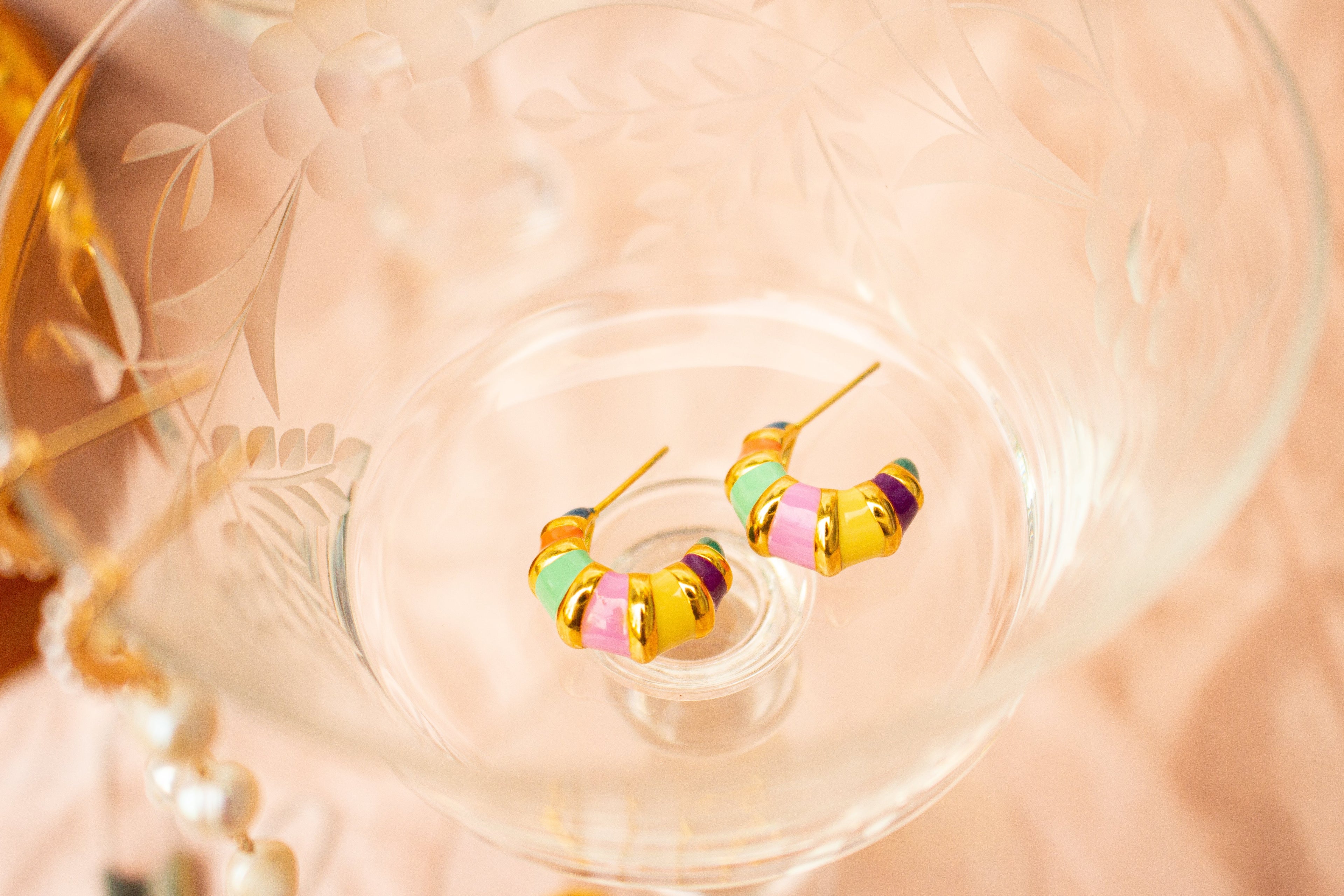 Colorful Stripe Titanium Hoop Earrings