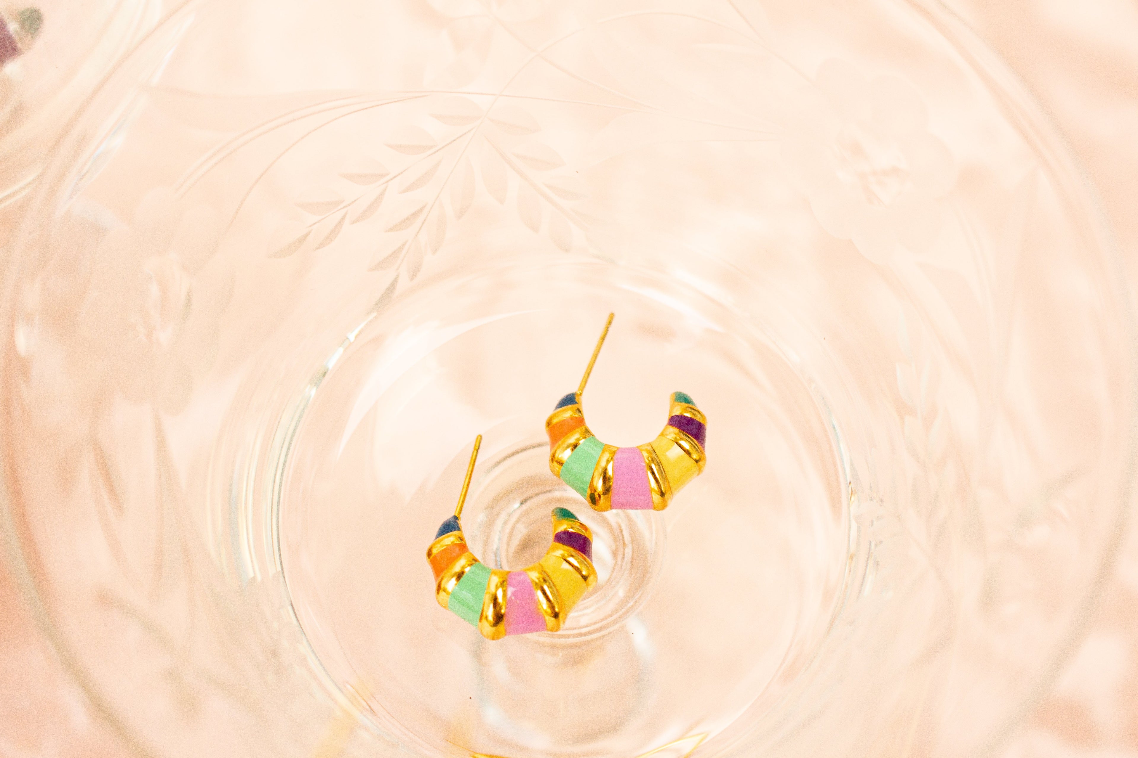 Colorful Stripe Titanium Hoop Earrings