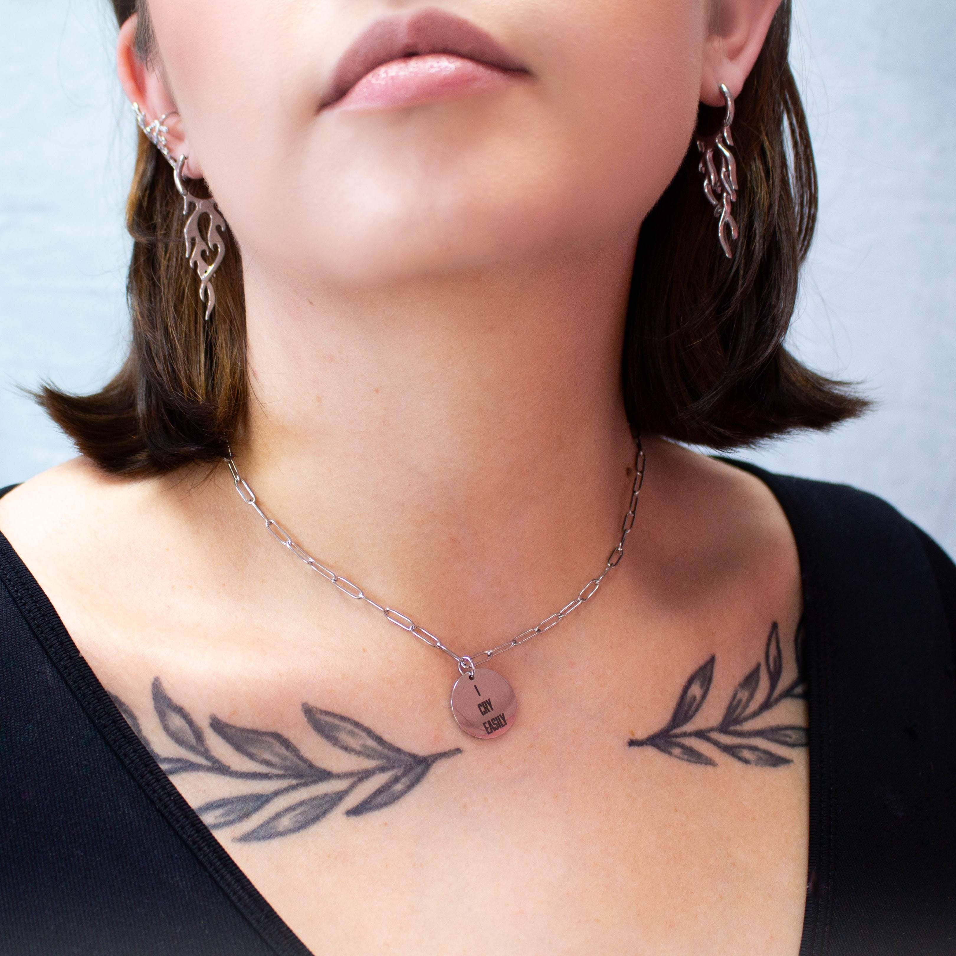 "I Cry Easily" Engraved Necklace