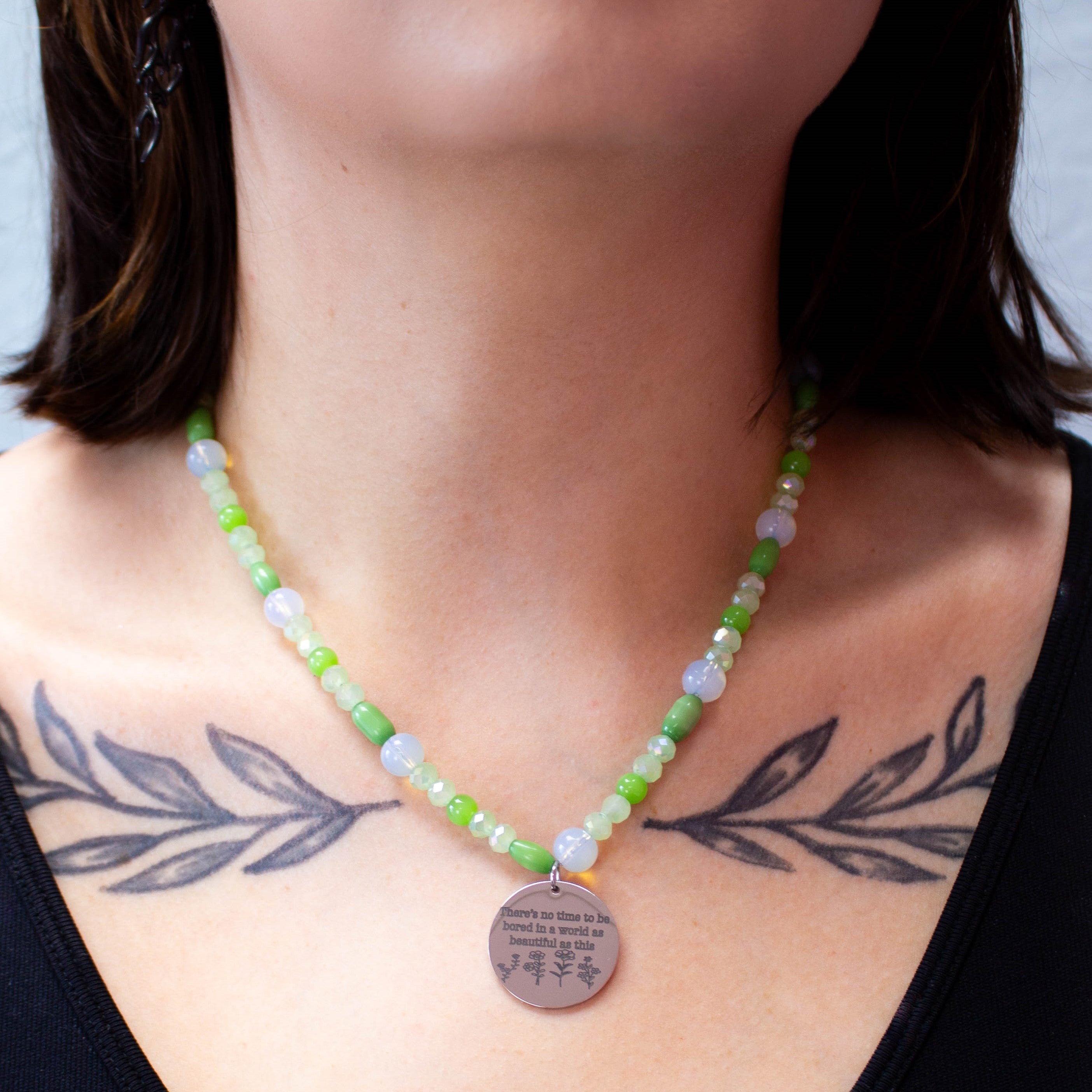 Beautiful World Engraved Necklace