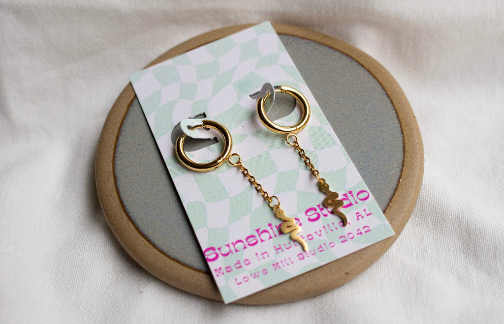 Titanium Snake Dangle Chain Earrings