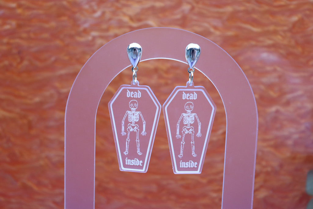 "Dead Inside" Tombstone Earrings