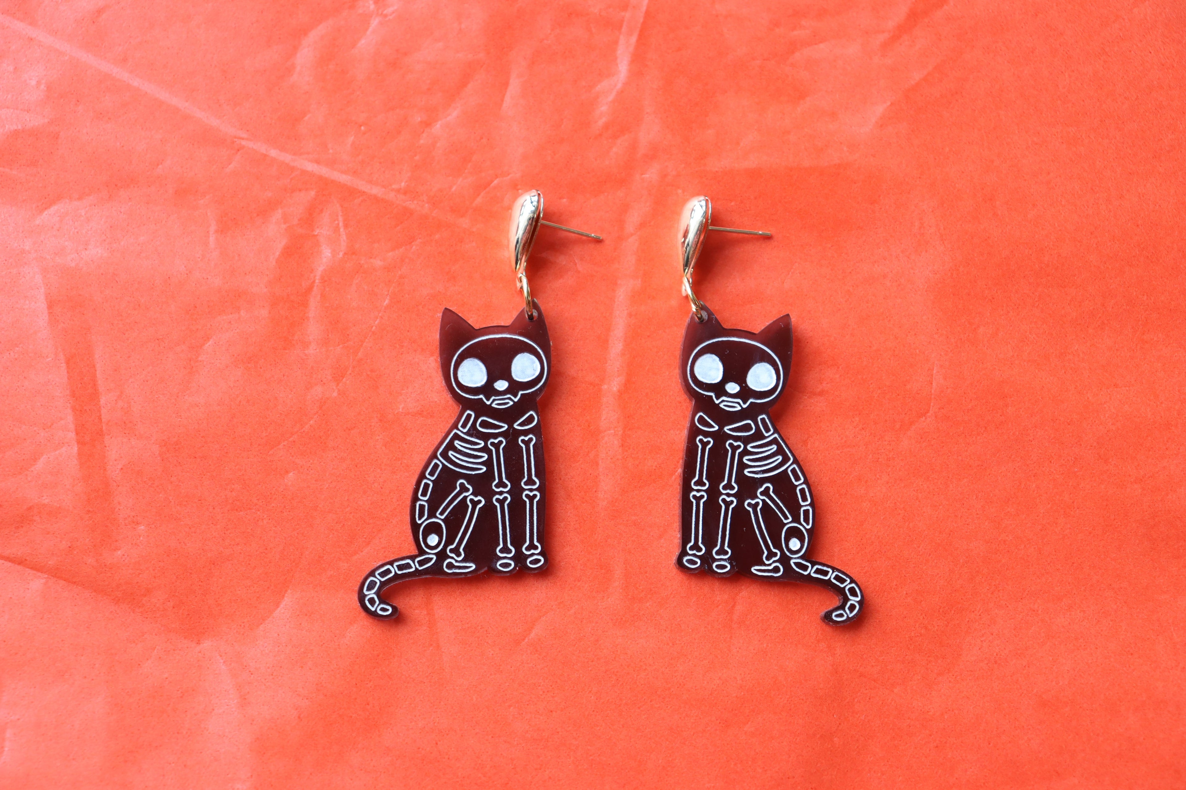 "Bone to be Wild" Cat Earrings