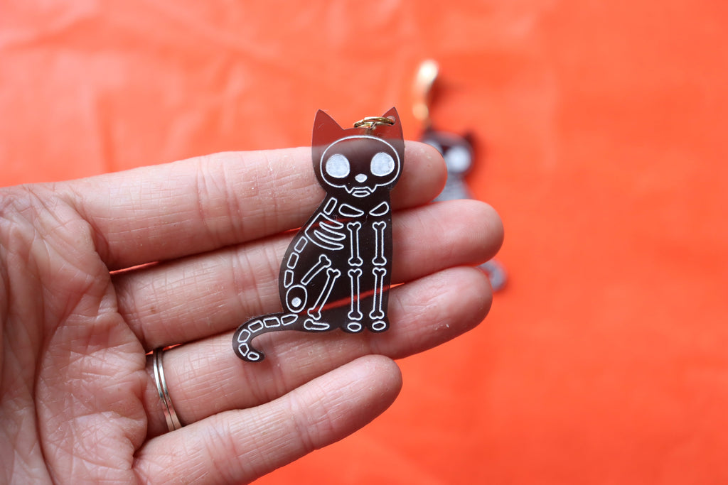 "Bone to be Wild" Cat Earrings