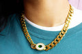Super Chunky Green Eyed Titanium Necklace