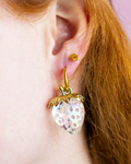 Iridescent Strawberry Charm Hoops