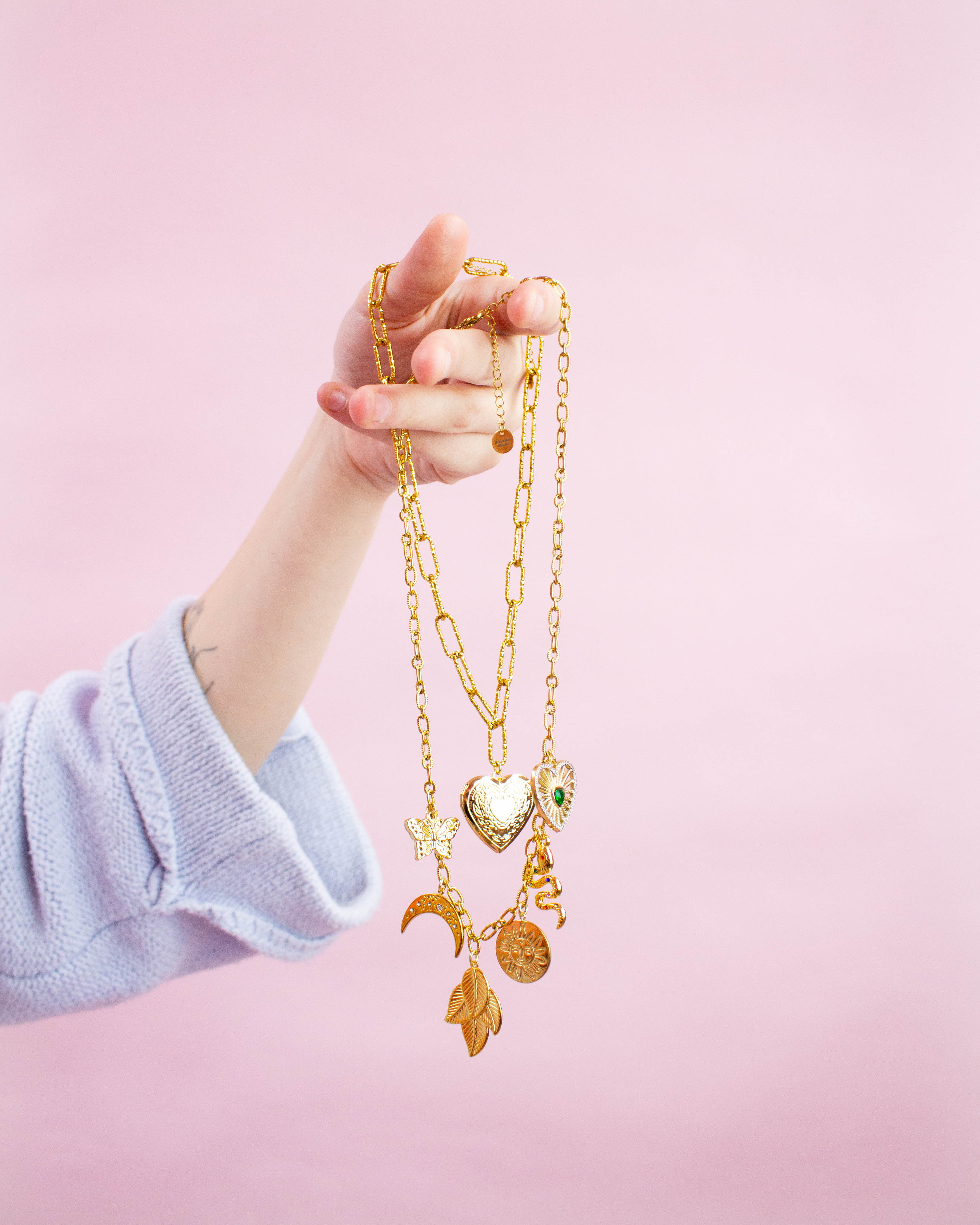 Jungle Moon Titanium Charm Necklace