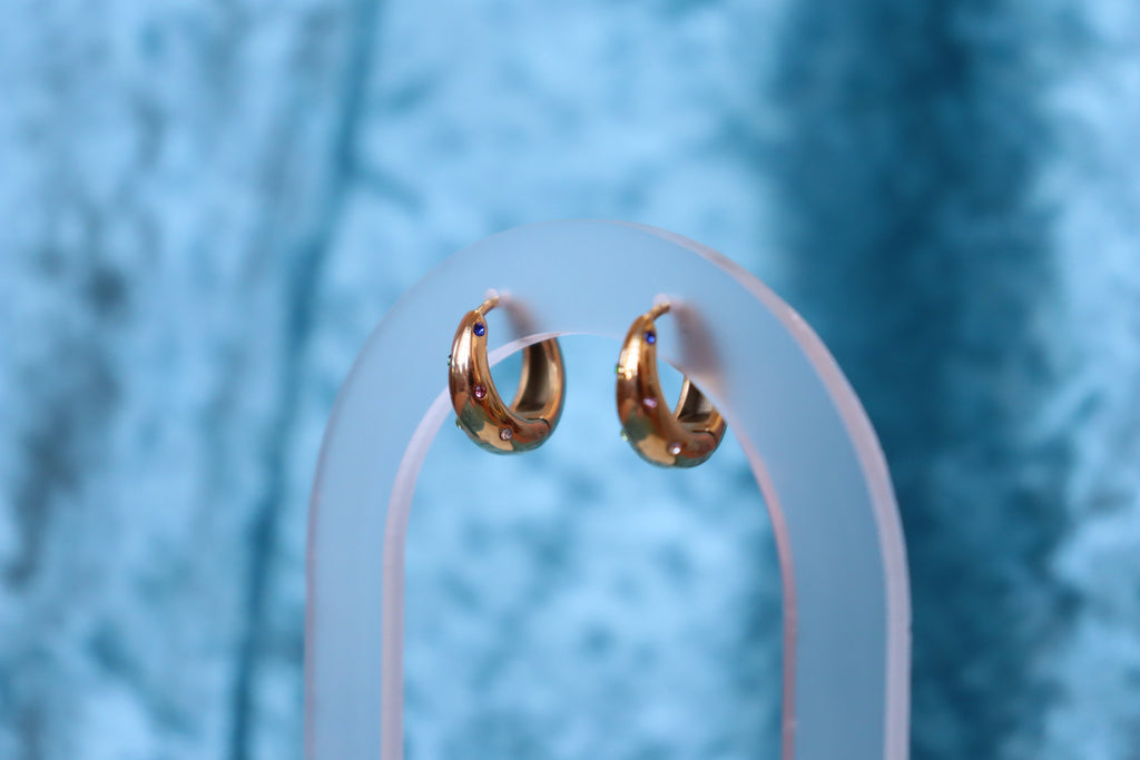 Feeling Bejewled-Colorful Titanium Hoops