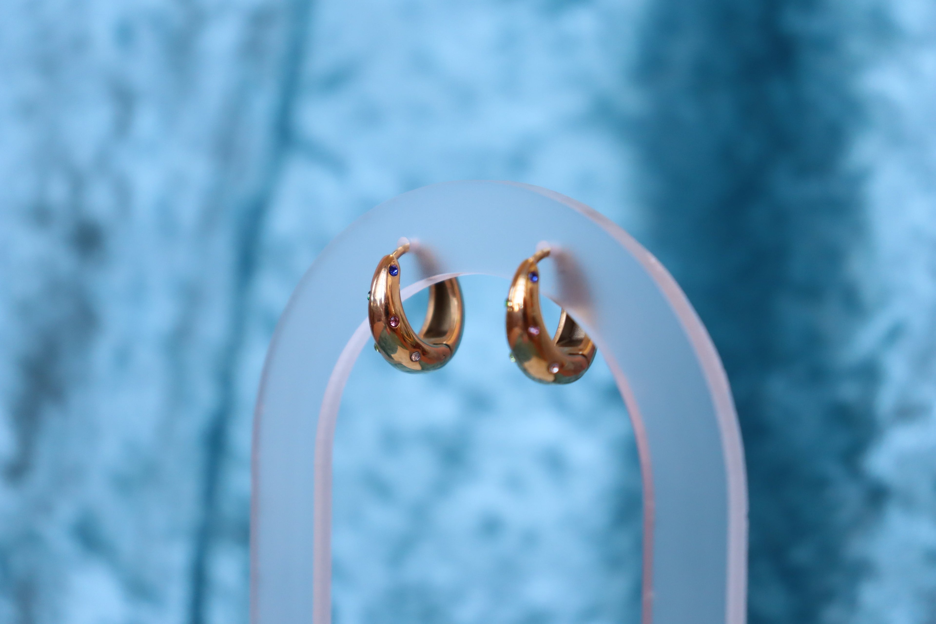 Feeling Bejewled-Colorful Titanium Hoops