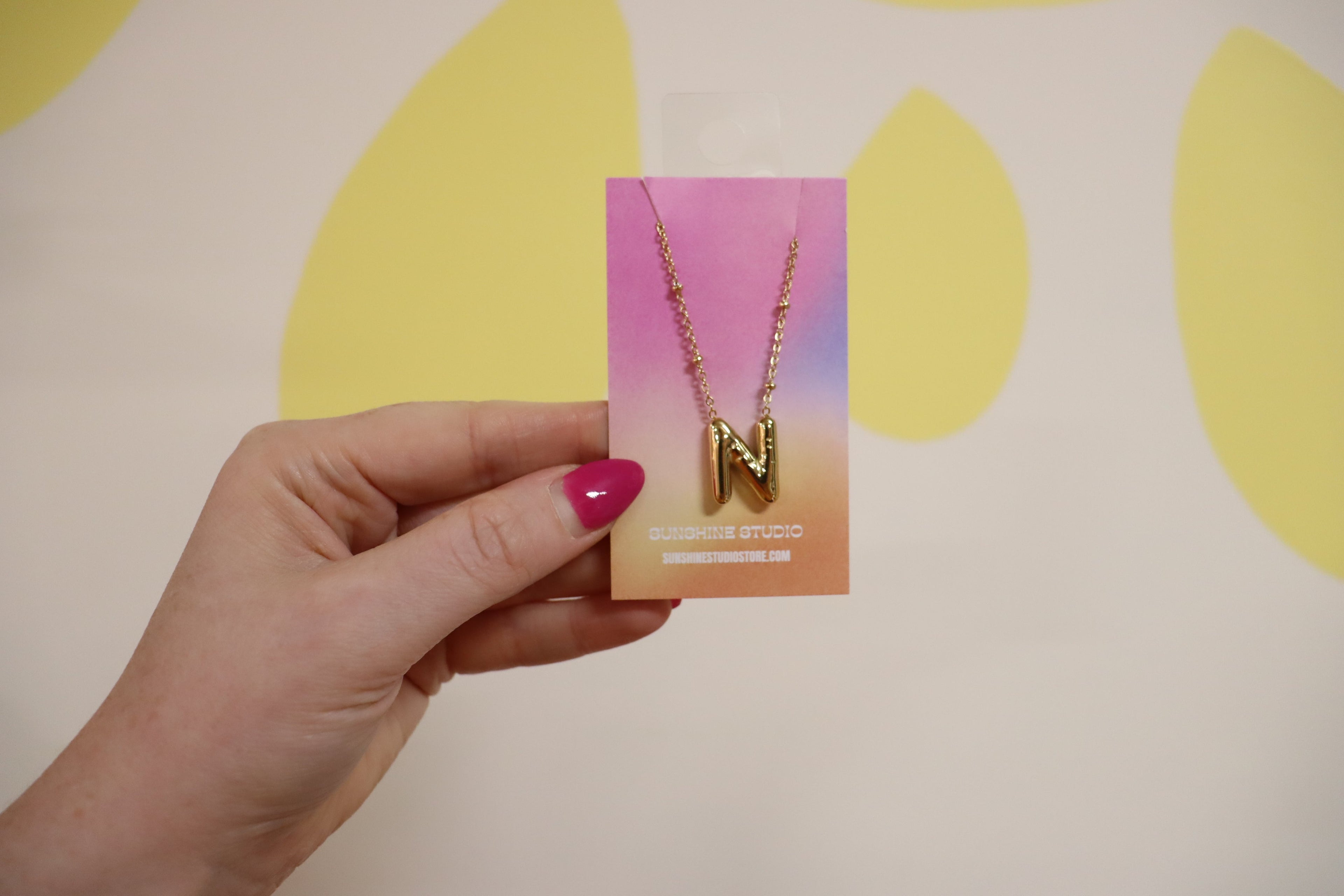 Gold Balloon Letter Necklace-Stainless Steel