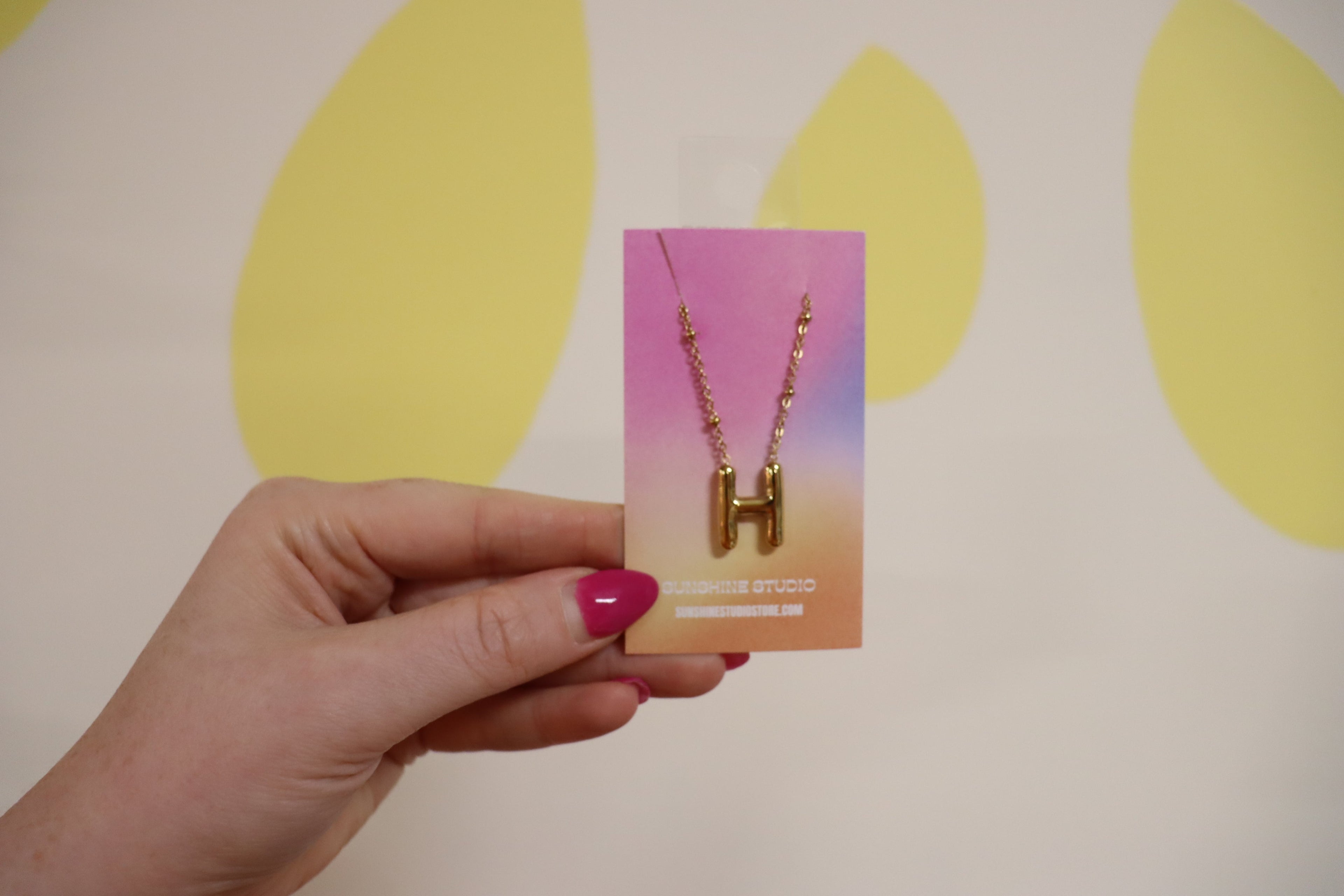 Gold Balloon Letter Necklace-Stainless Steel