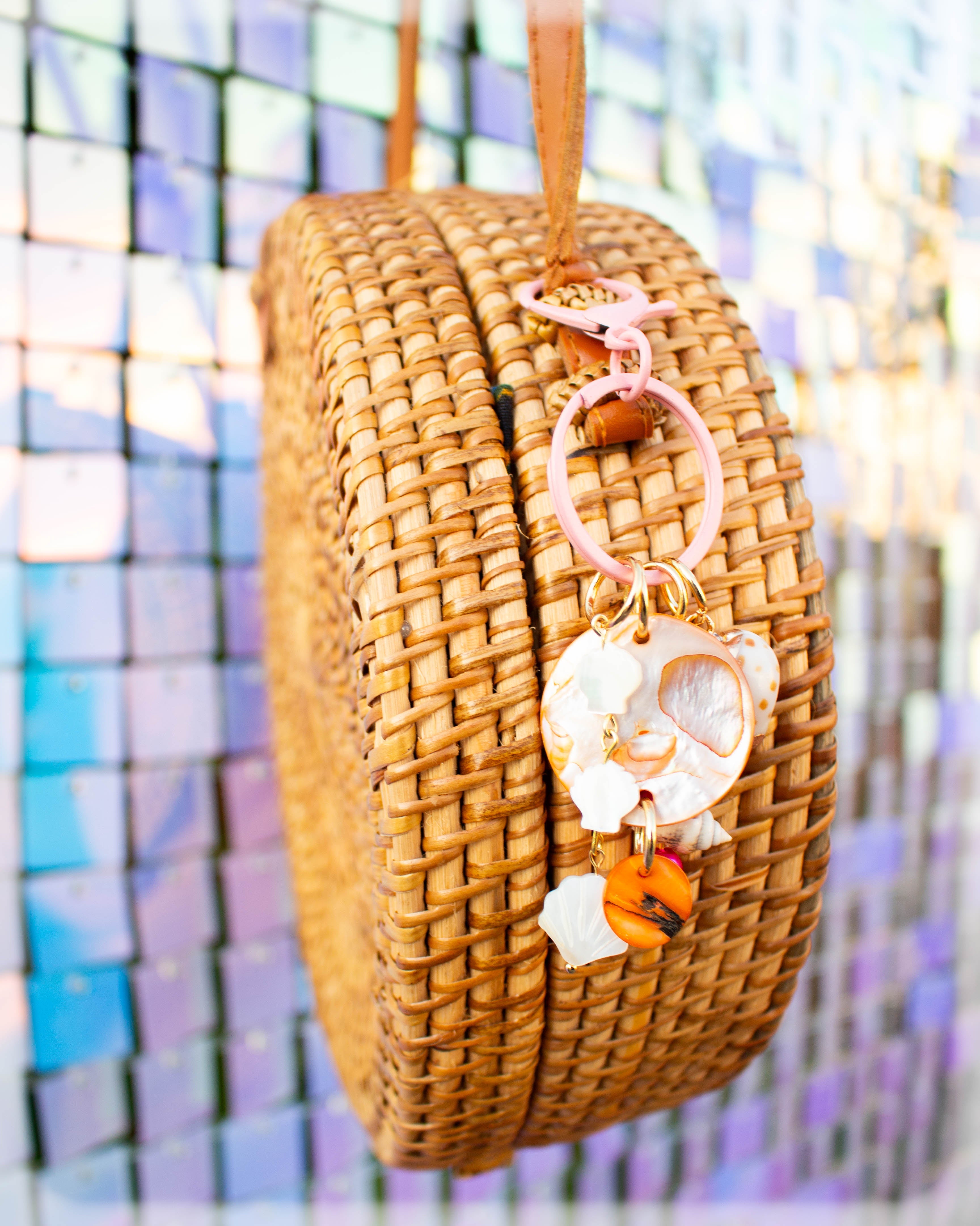 Pastel Shell Beaded Bag Charm