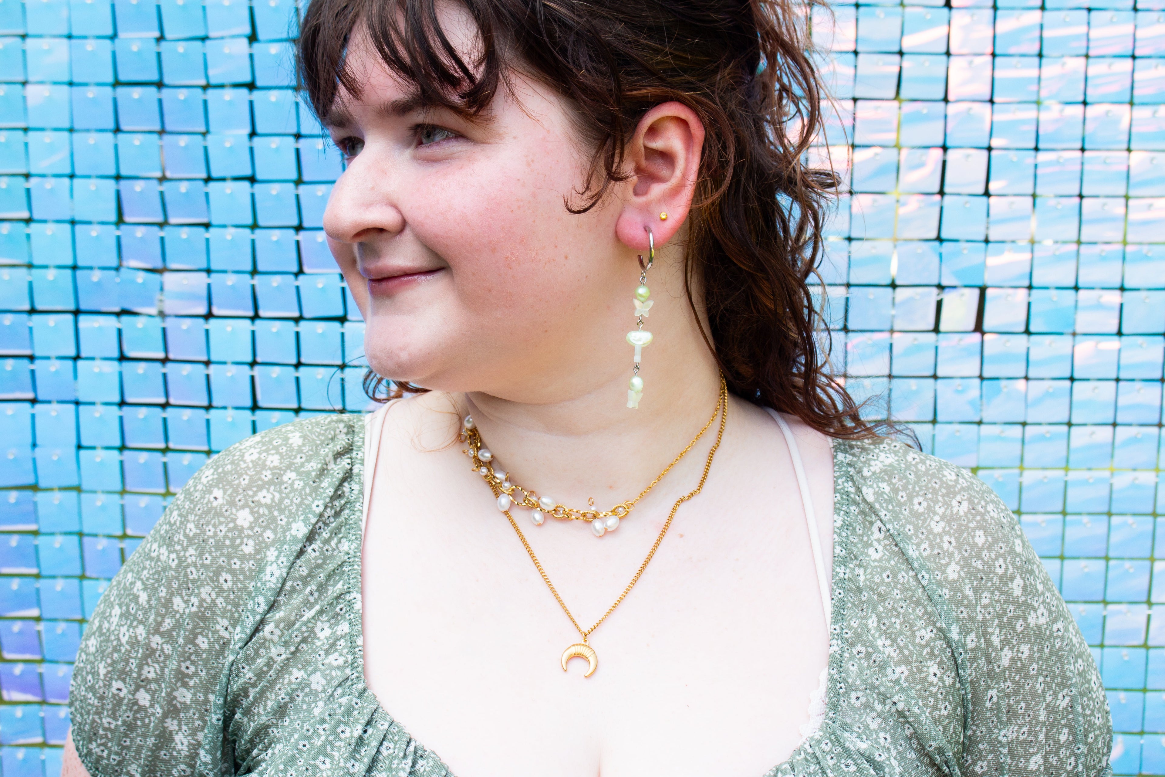 Butterfly Pearl Layered Earrings