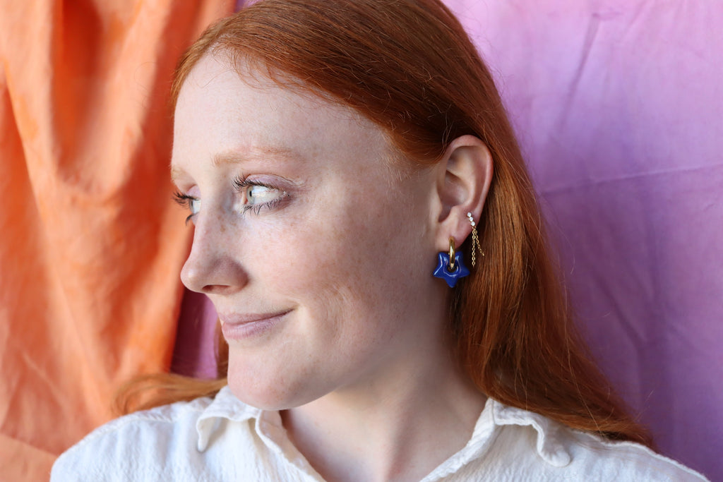 Titanium Puffy Star Earrings