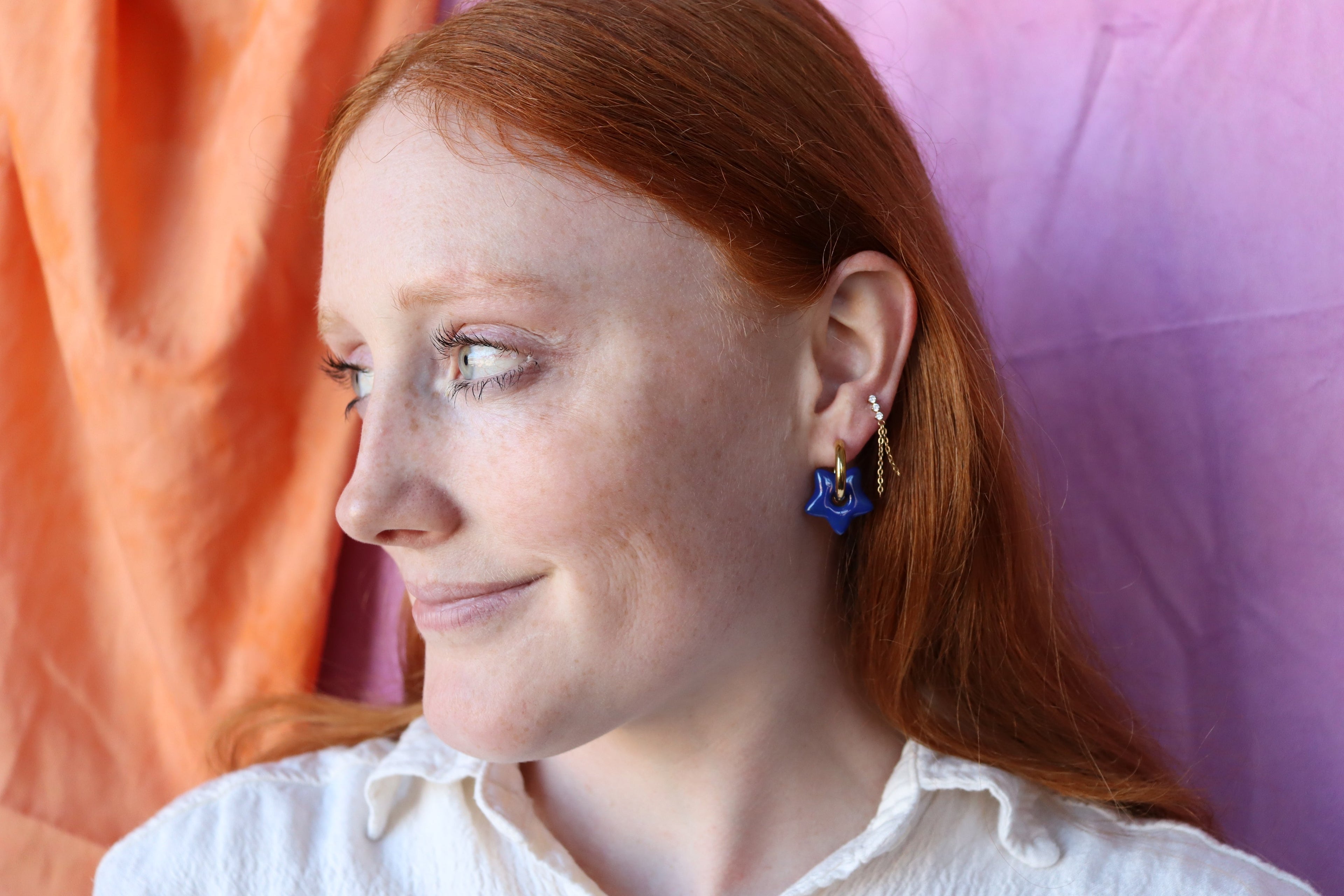 Titanium Puffy Star Earrings