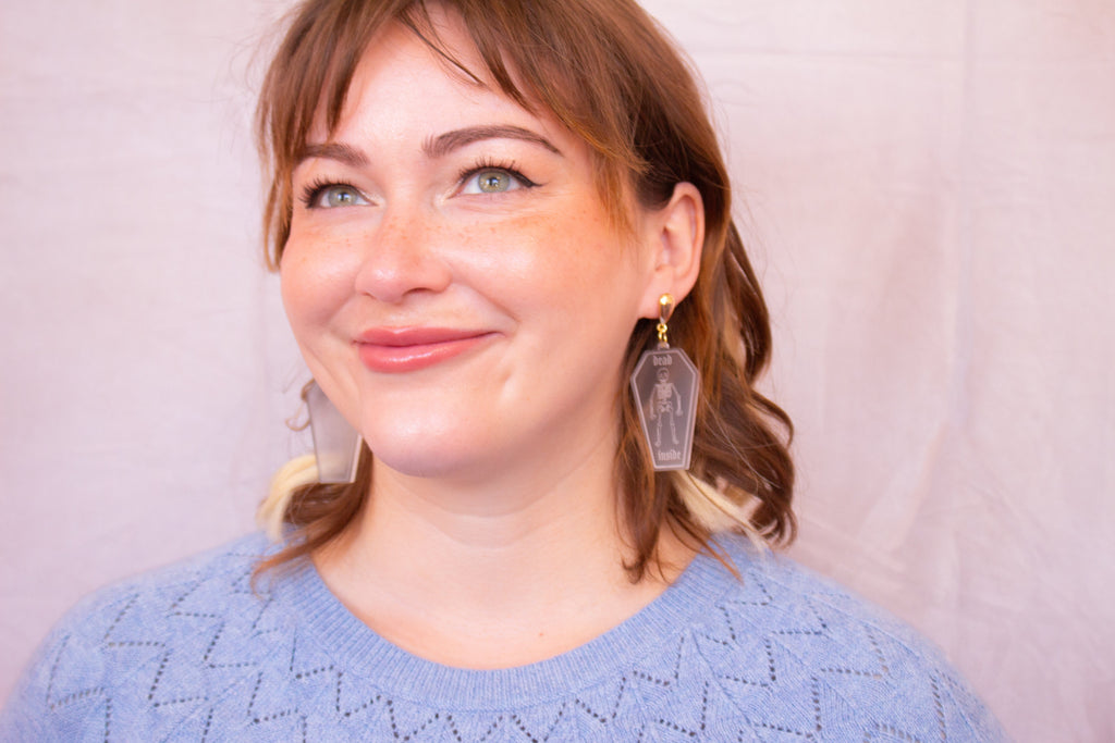 "Dead Inside" Tombstone Earrings