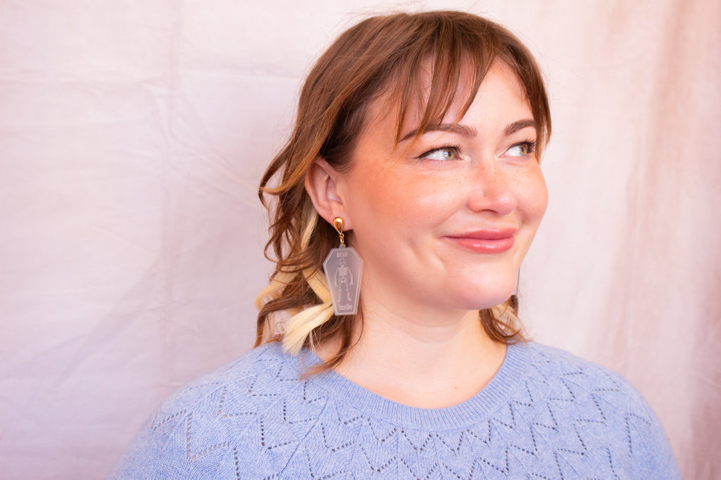 "Dead Inside" Tombstone Earrings