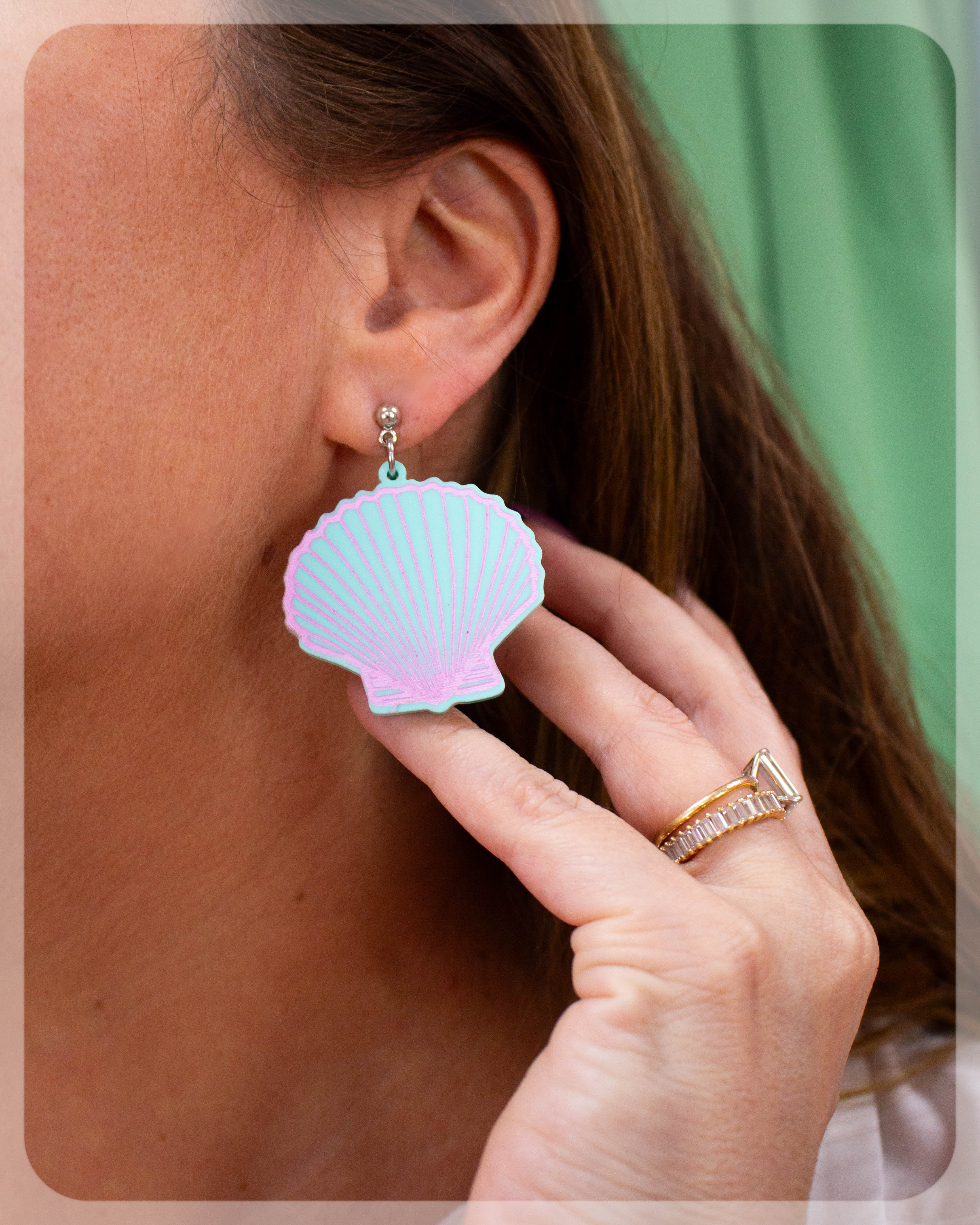 Painted Scallop Shell Earrings