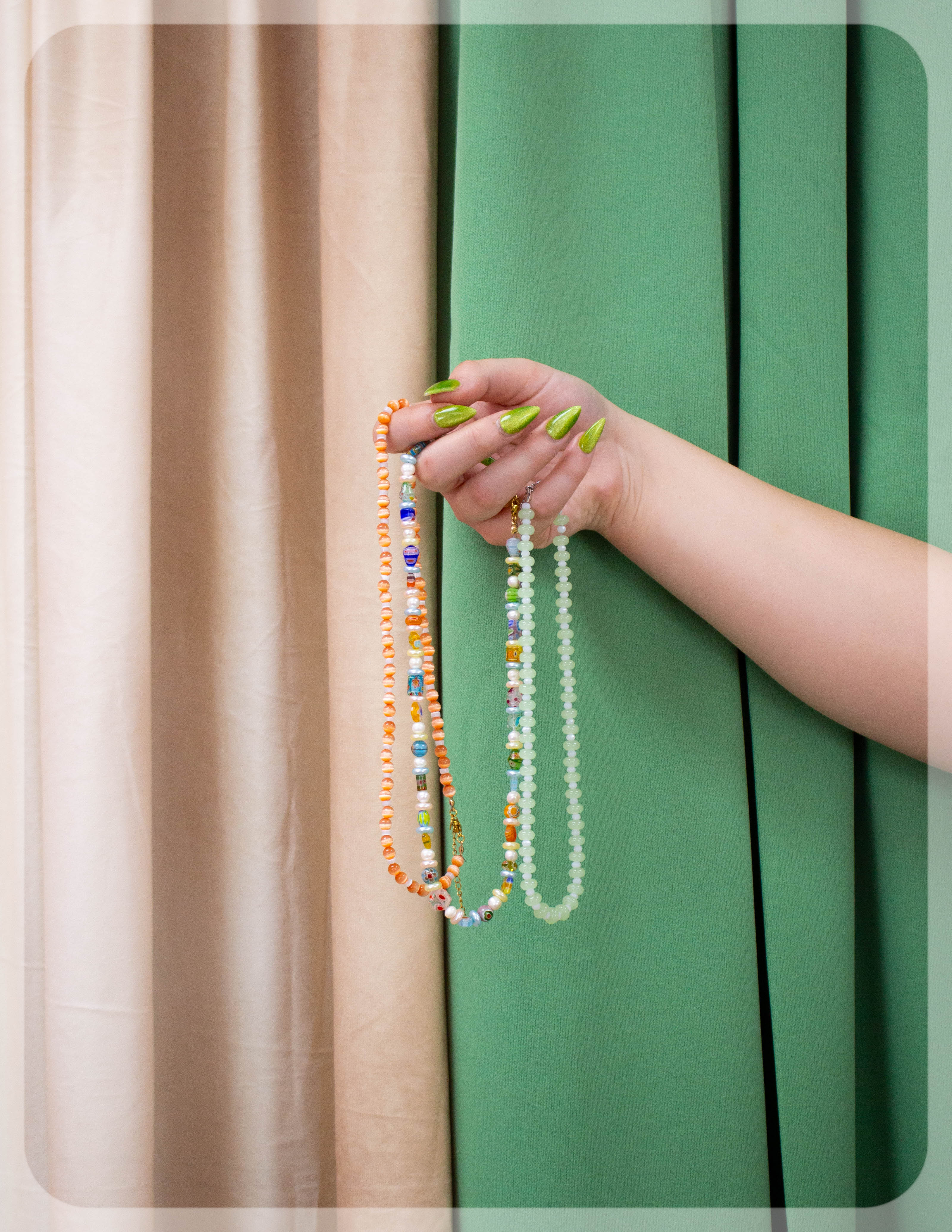 Floral Sea Glass Beaded Necklace