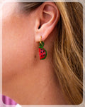 Glass Watermelon Titanium Charm Earrings