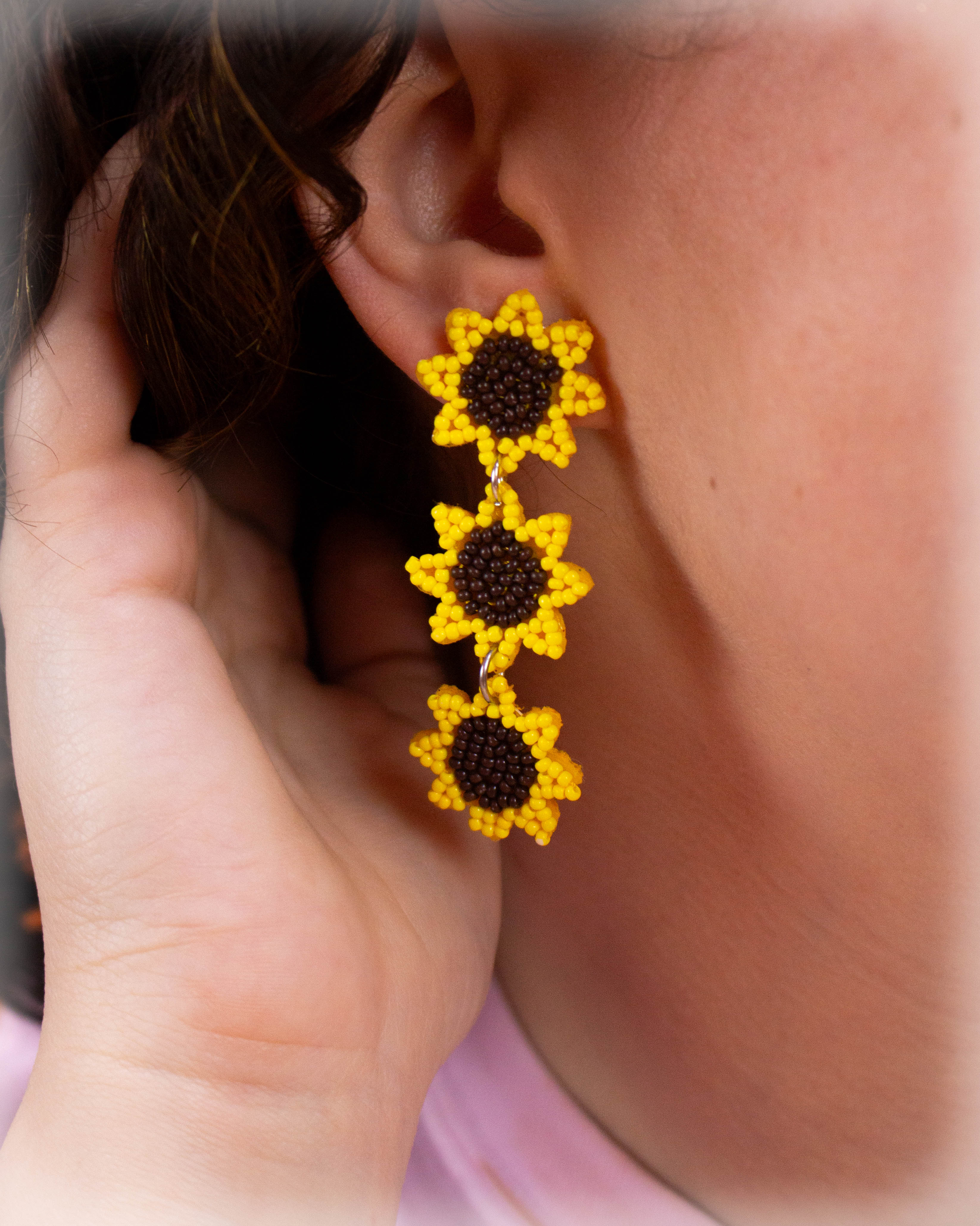 Hidden Disabilities Beaded Sunflower Earrings