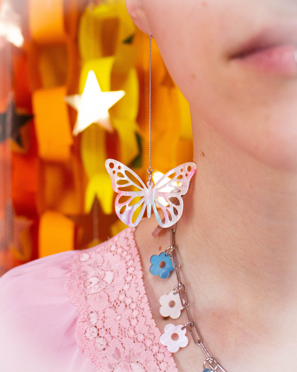 Cotton Candy Life is Beautiful Butterfly Earrings