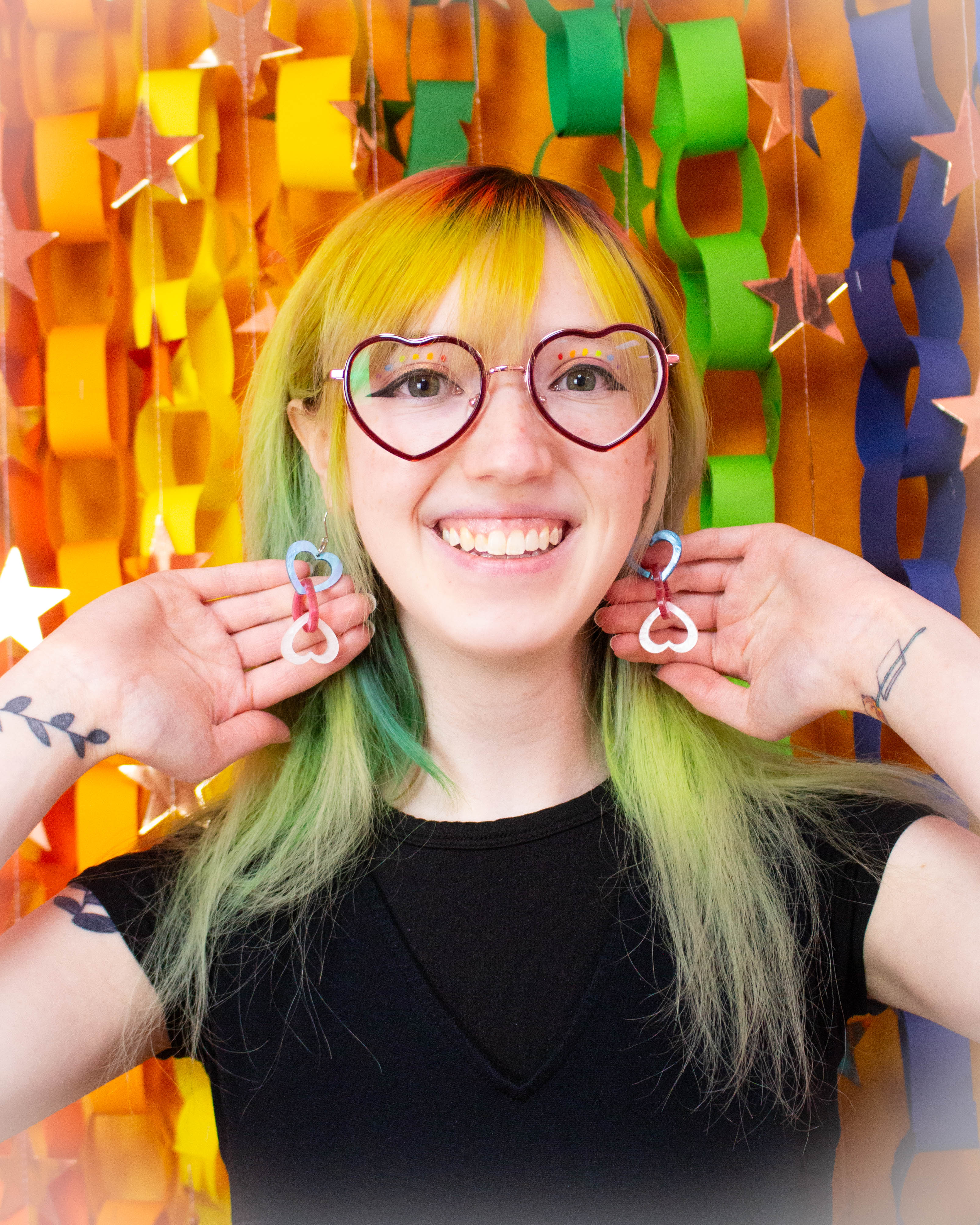 You're Safe With Me-Connected Cotton Candy Heart Earrings