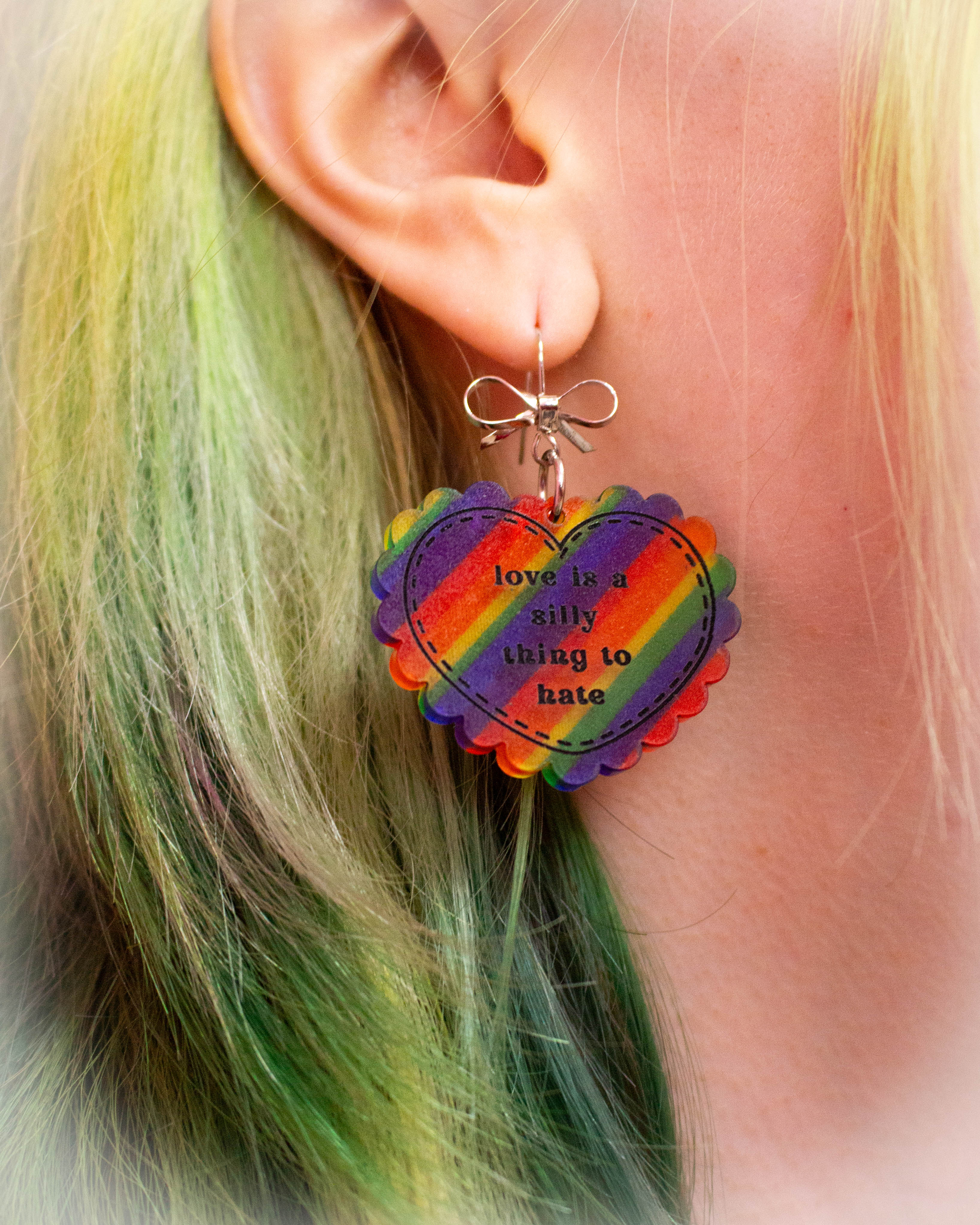 "Love is a Silly Thing To Hate" Acrylic Earrings