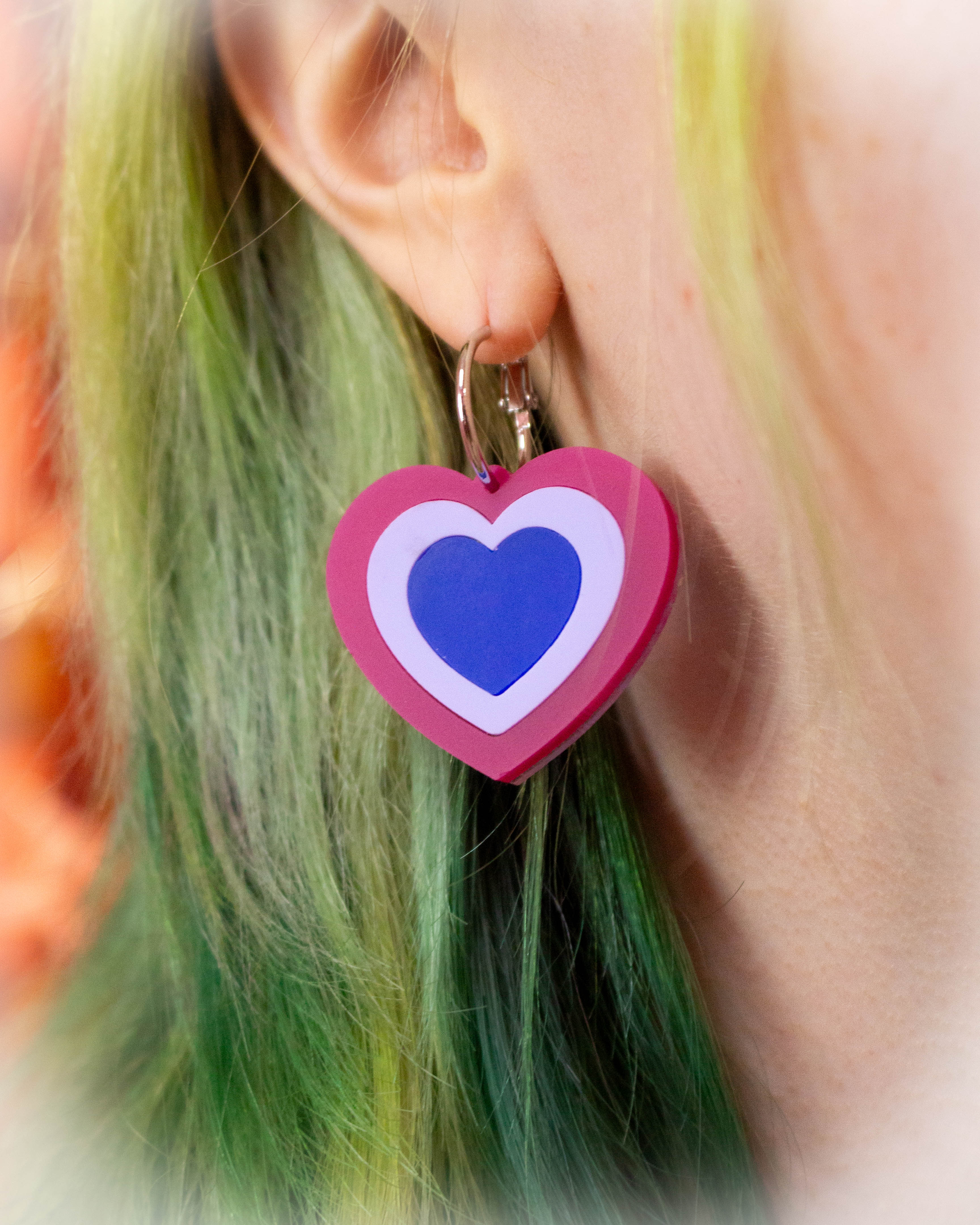 Retro Layered Colorful Heart Earrings