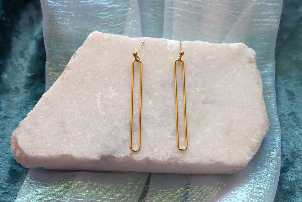 Simple Oval Titanium Earrings