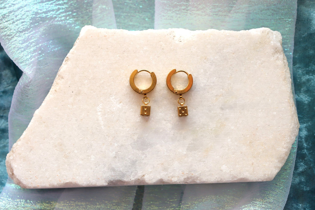 Titanium Dice Charm Earrings