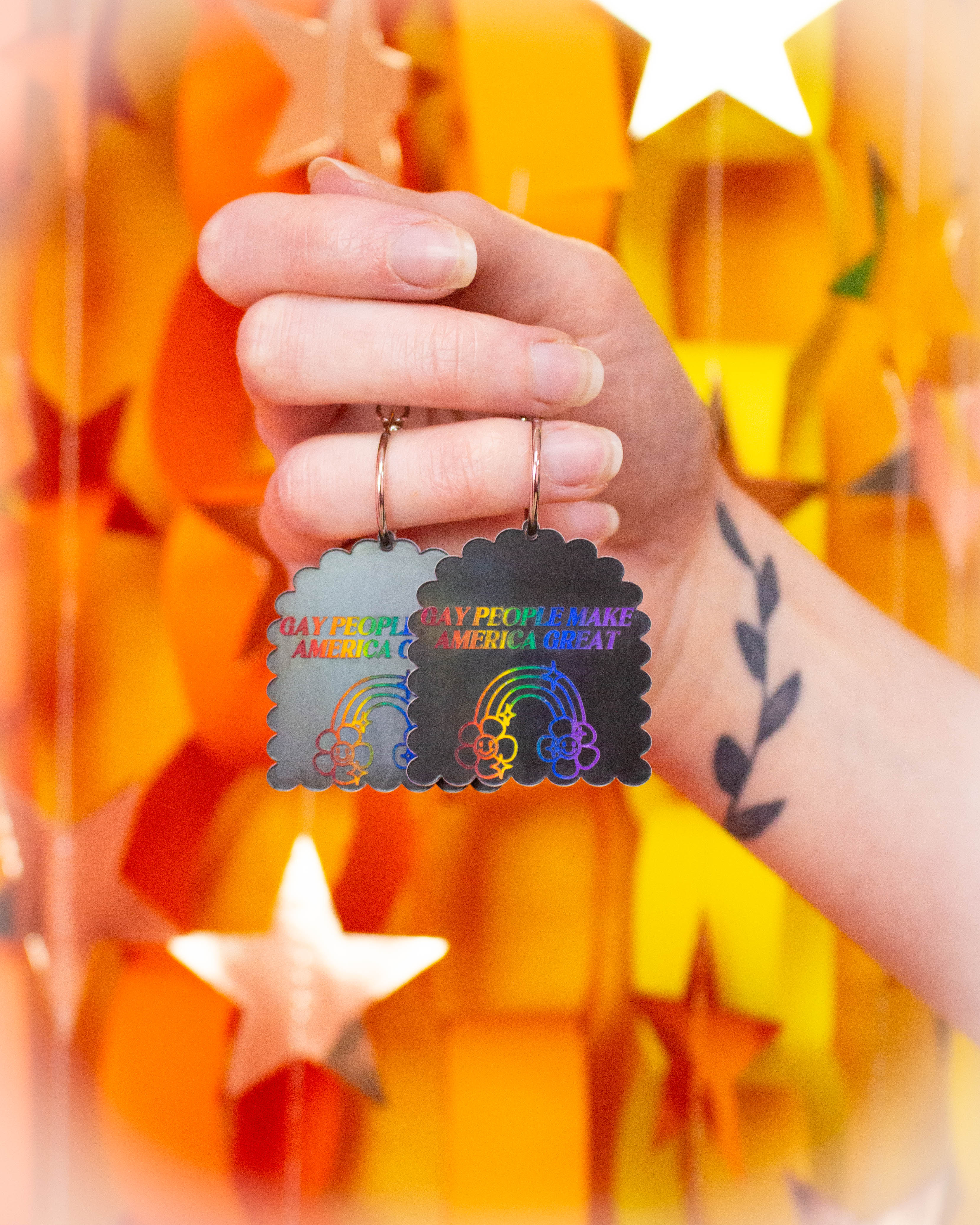 “Gay People Make America Great” earrings