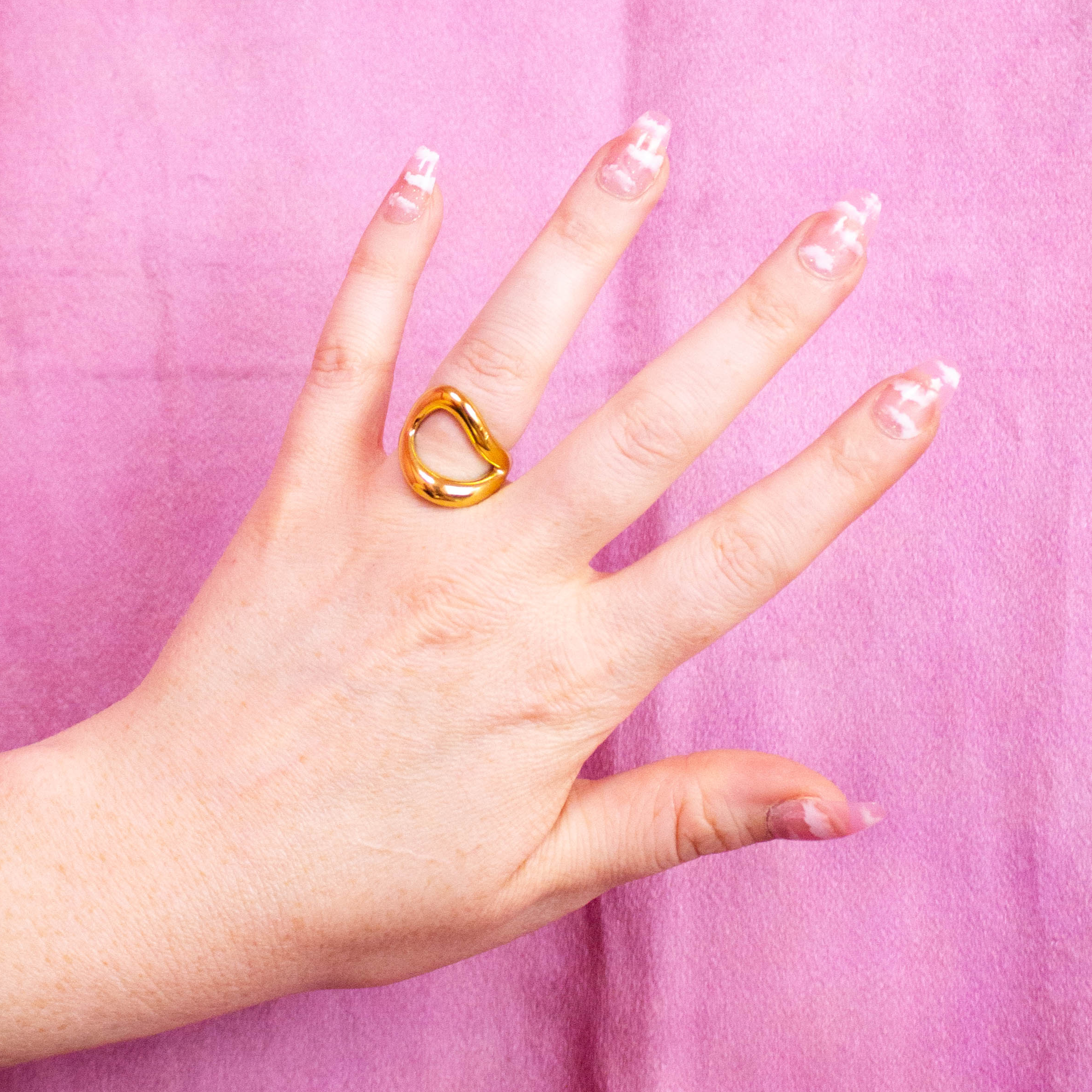 Wavy Oval Titanium Ring