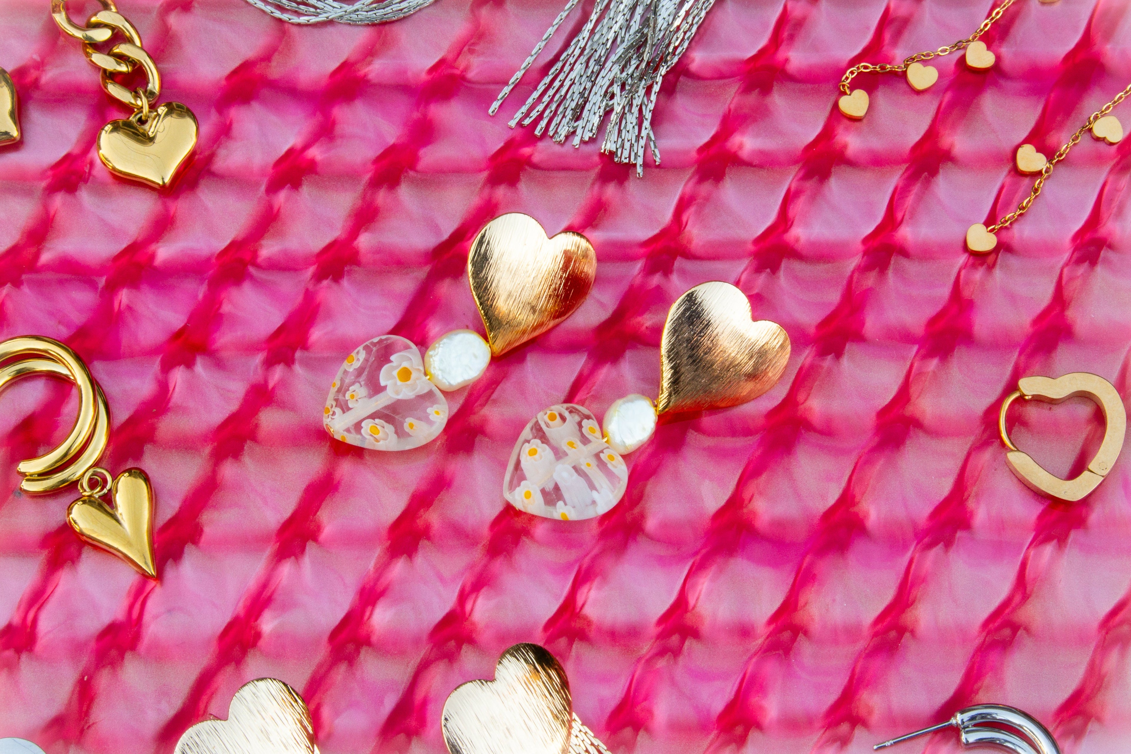 Best Day With You-Pearl Heart Dangles