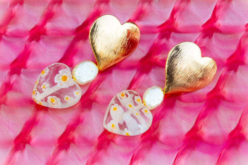 Best Day With You-Pearl Heart Dangles