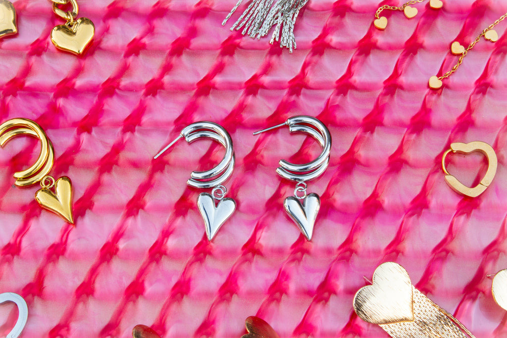 We Are Meant to Be-Titanium Heart Drop Earrings