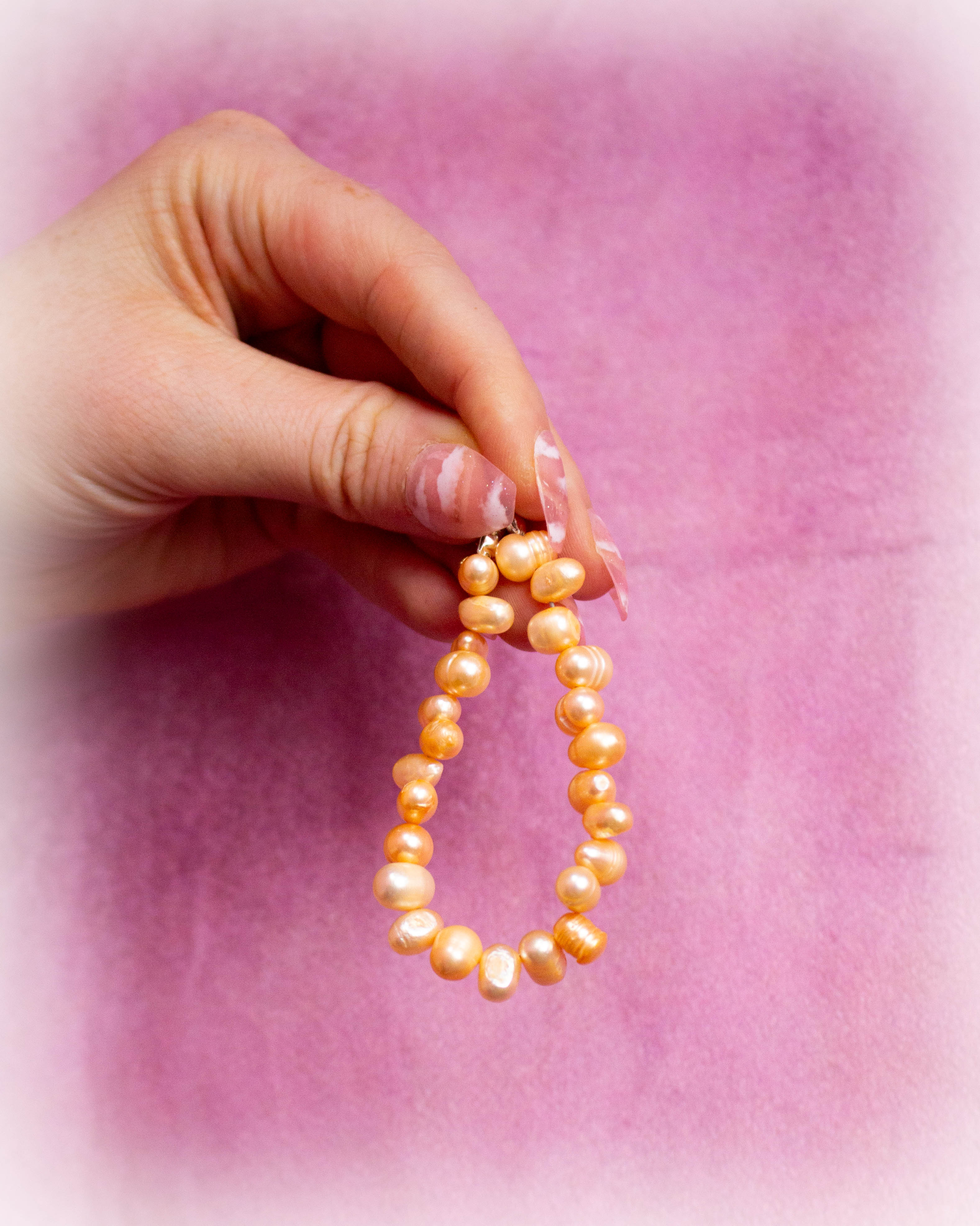 Soft Orange Glow - Freshwater Pearl Bracelet