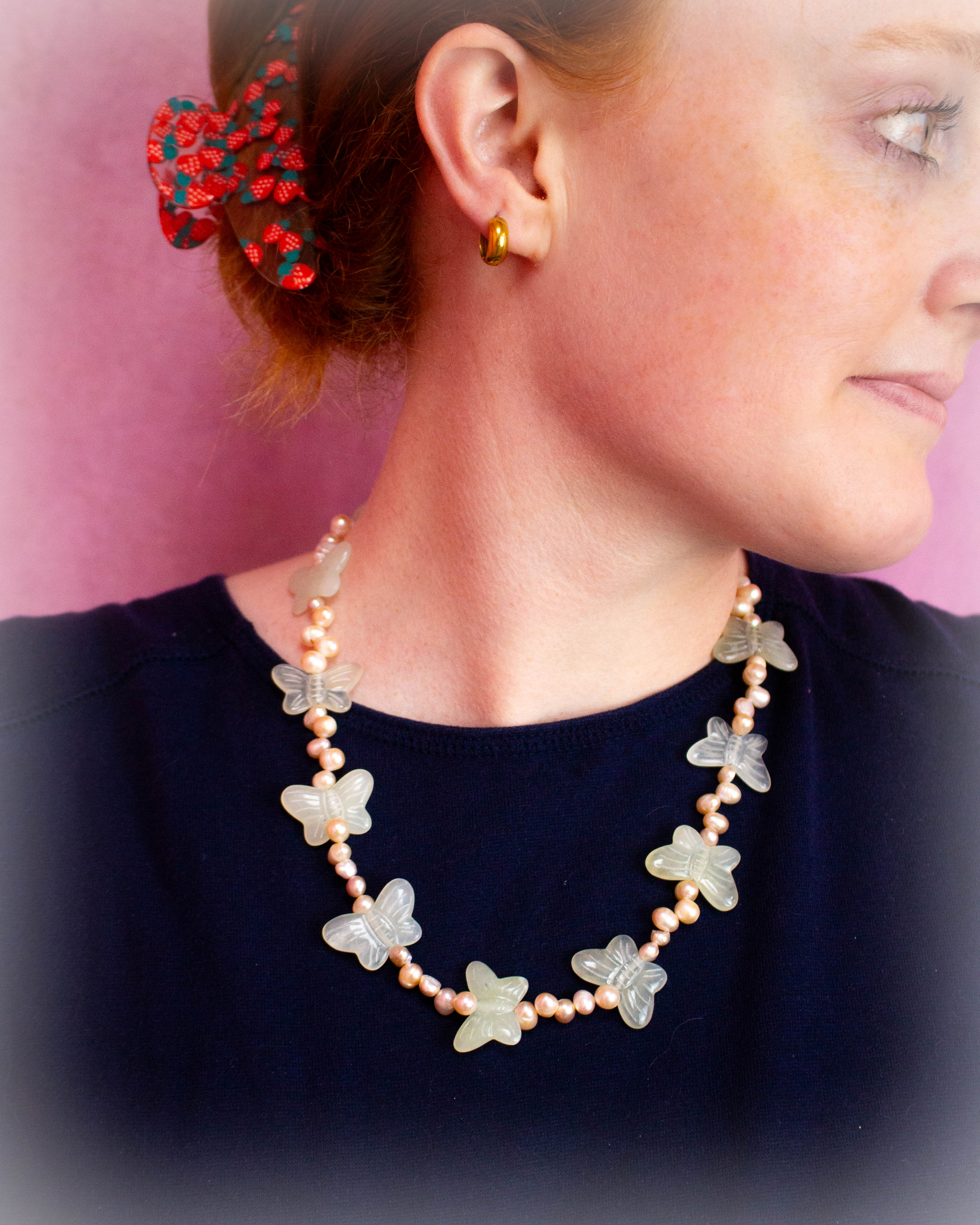 Forest Fae Pearl - Butterfly Pearl Necklace