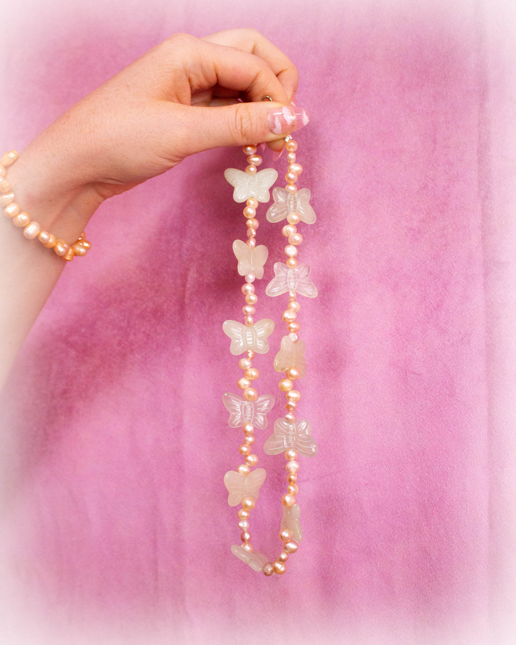 Forest Fae Pearl - Butterfly Pearl Necklace