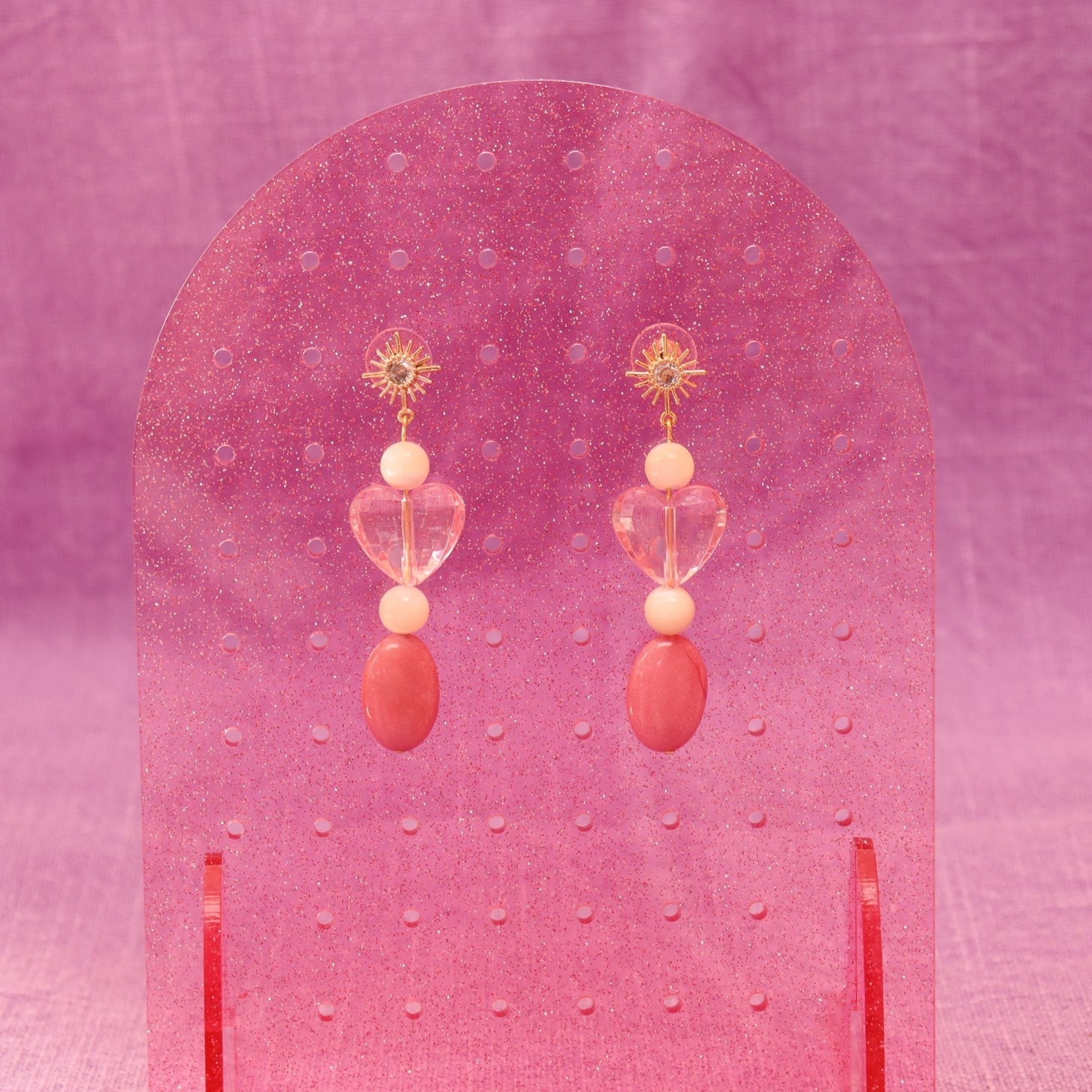 Beaded Heart Drop Earrings