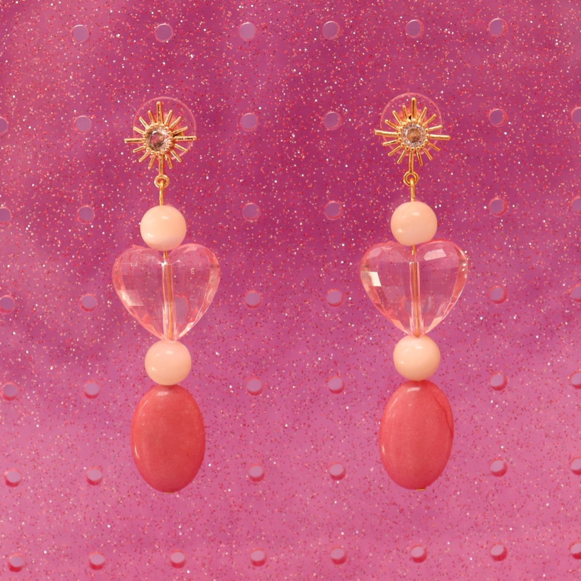 Beaded Heart Drop Earrings