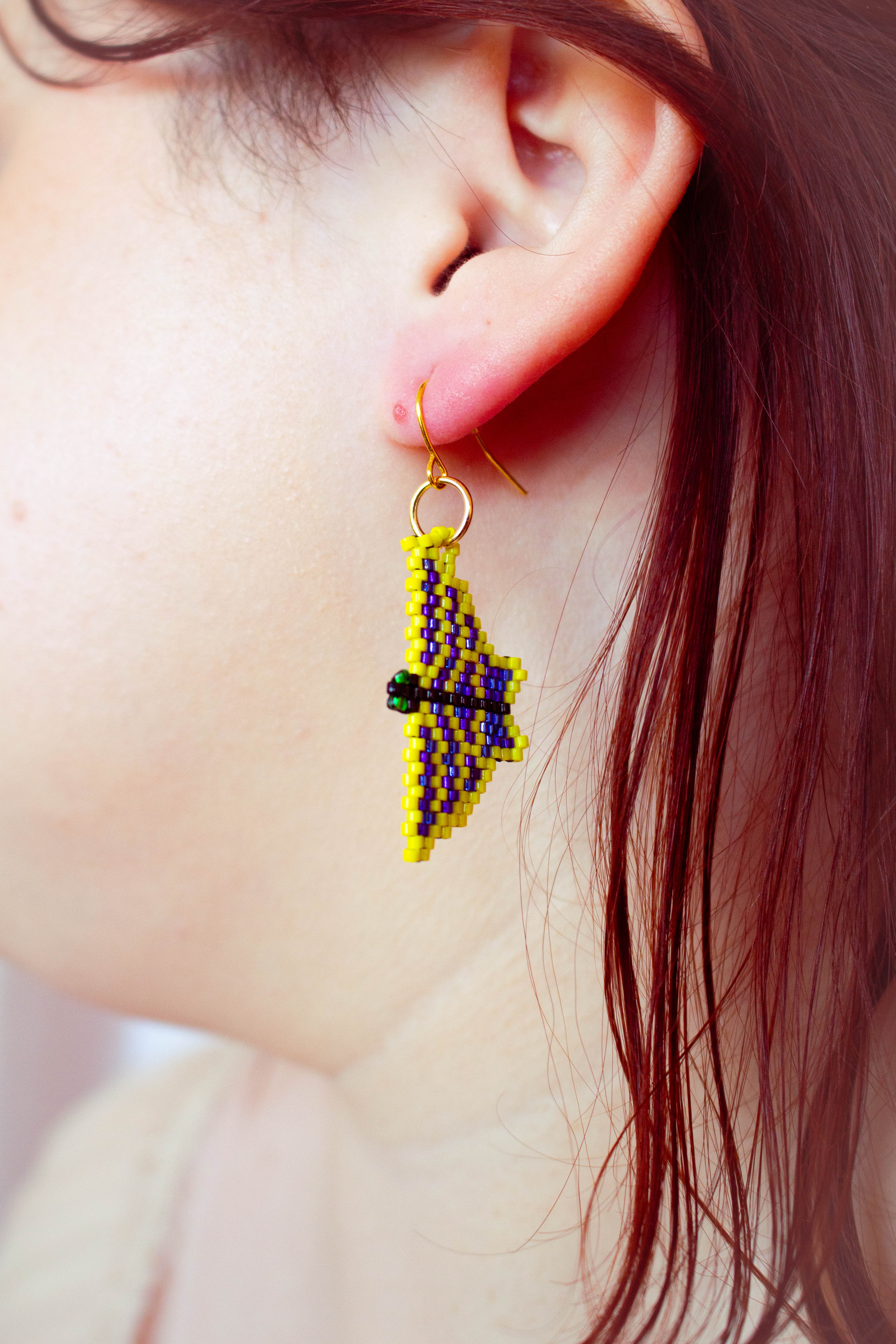 Beaded Moth Earrings